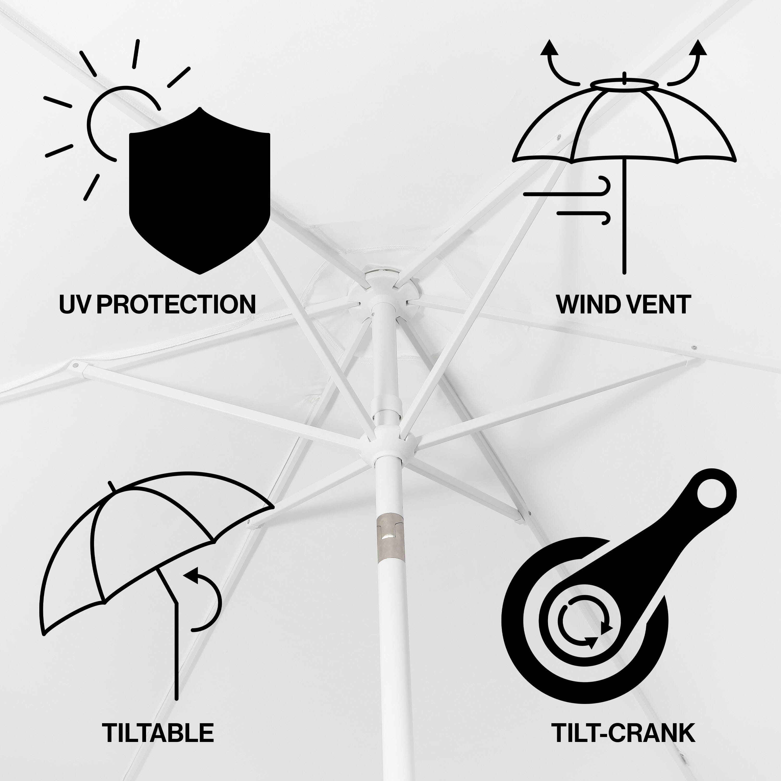 JONATHAN Y Collins 9'  Outdoor Tilted Umbrella, White/Cream, large