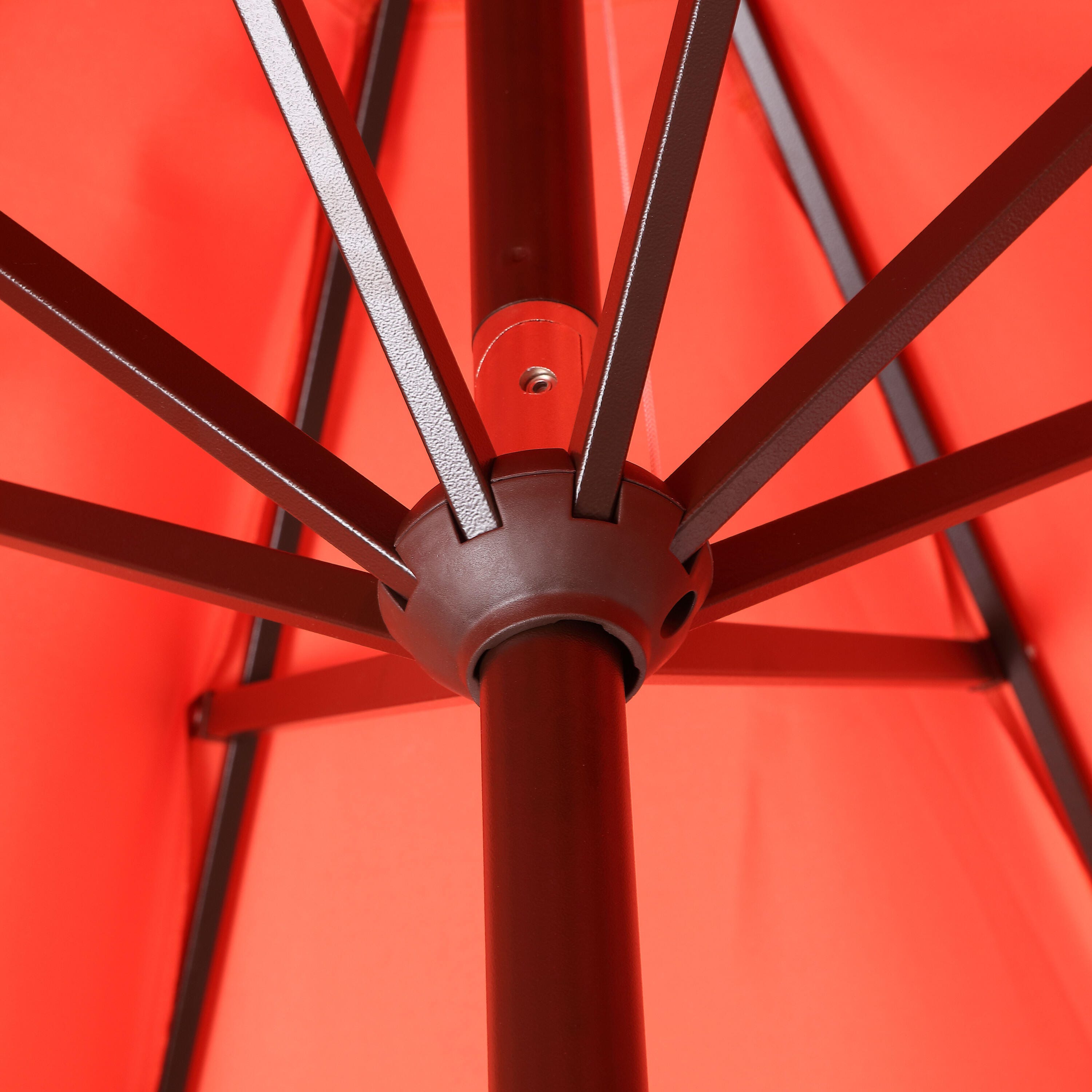 JONATHAN Y Tracy 9'  Outdoor Tilted Umbrella, Coral Red/White, large