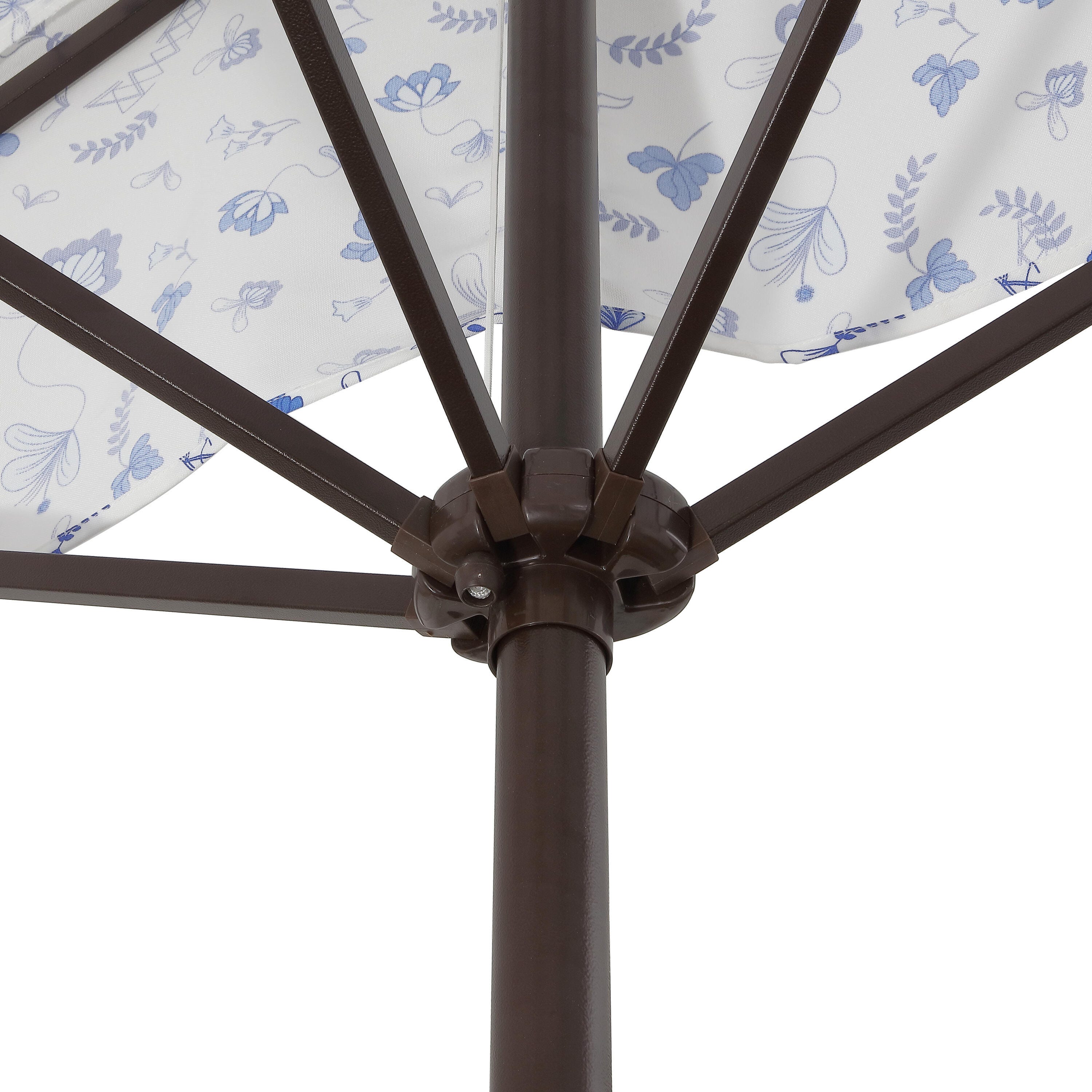 JONATHAN Y Sidney 9'  Outdoor Half Umbrella, Blue/White/Cream, large