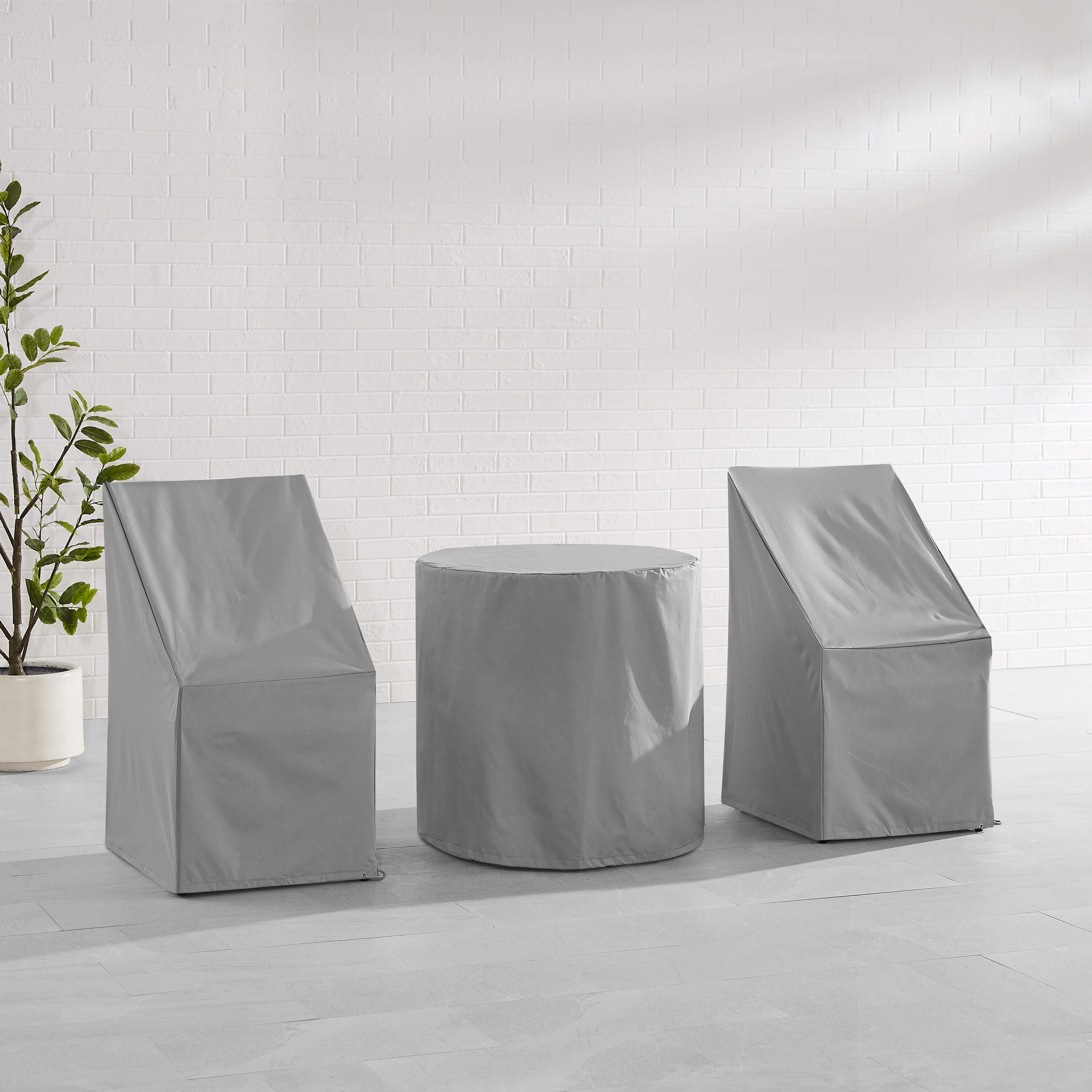 Crosley Furniture Outdoor Bistro Table and 2 Dining Chairs Furniture Cover, Gray, rollover