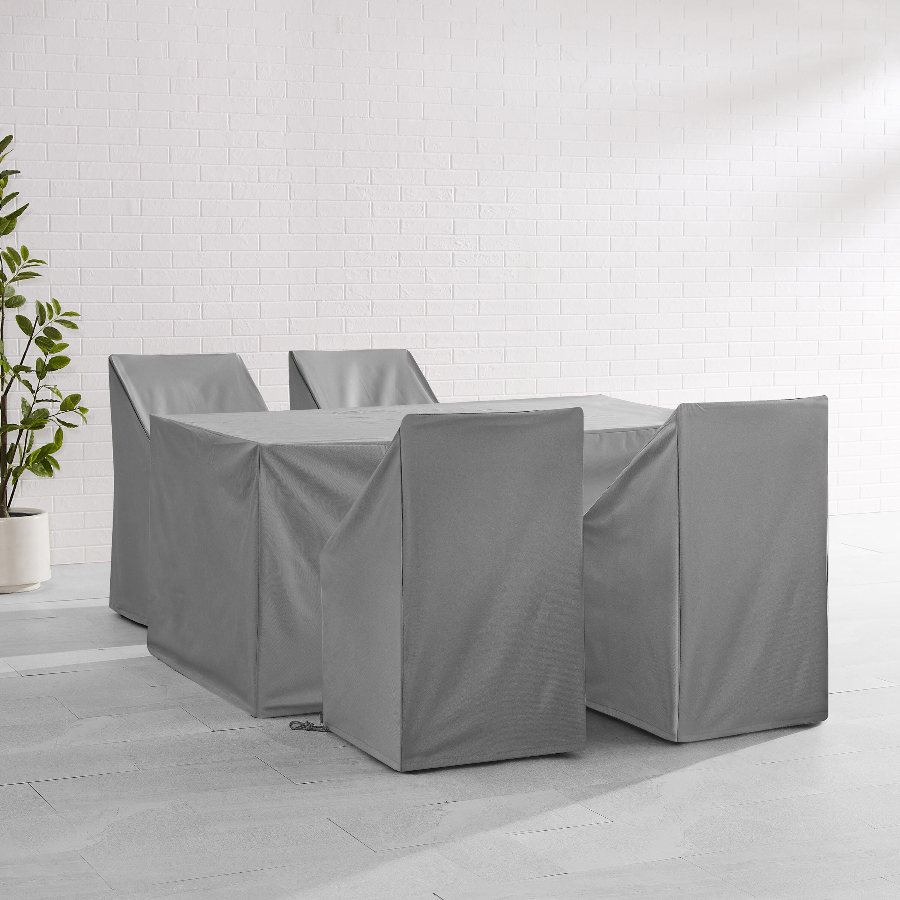 Crosley Furniture Outdoor Dining Table and 4 Dining Chairs Furniture Cover, Gray, rollover