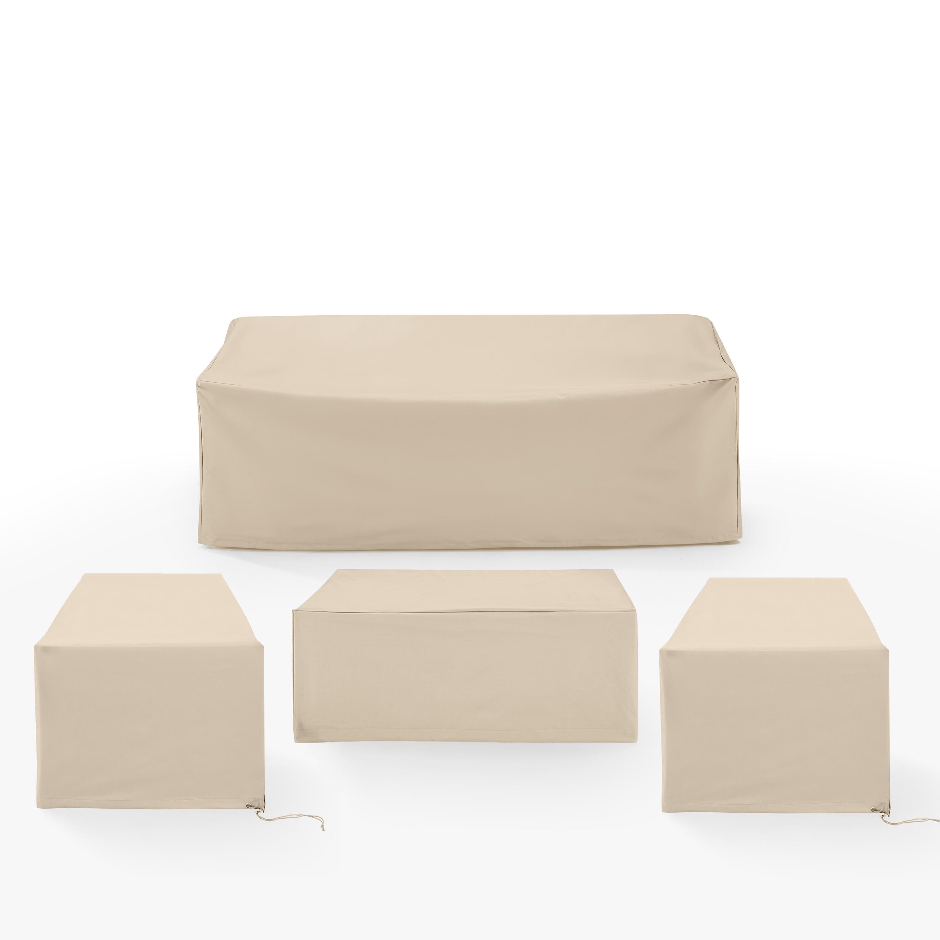 Crosley Furniture Outdoor Sofa and 2 Lounge Chairs with Coffee Table Furniture Cover, Tan, large