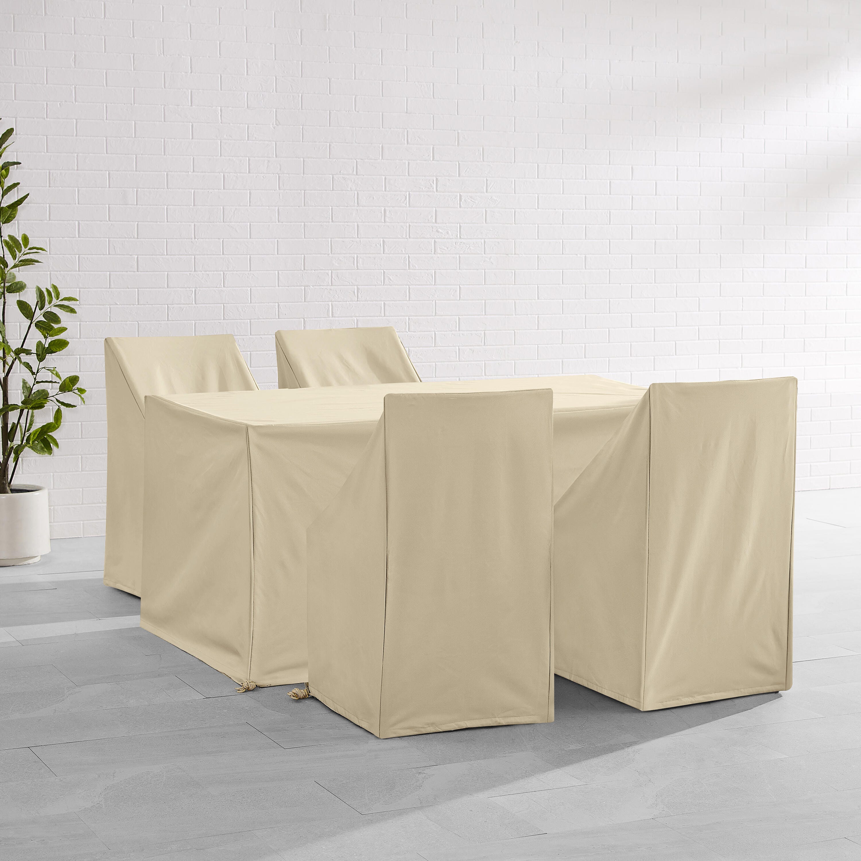 Crosley Furniture Outdoor Dining Table and 4 Dining Chairs Furniture Cover, Tan, rollover