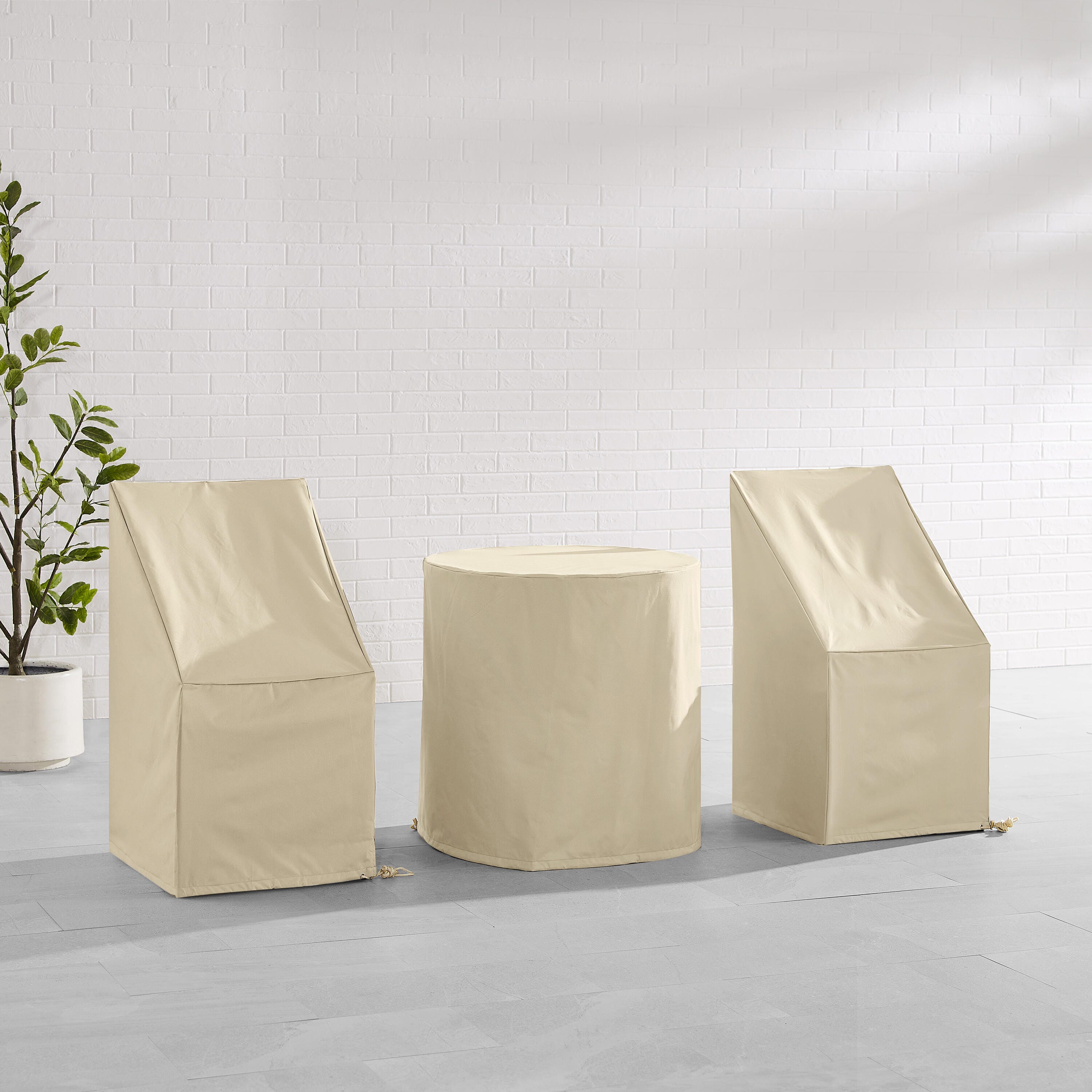 Crosley Furniture Outdoor Bistro Table and 2 Dining Chairs Furniture Cover, Tan, rollover