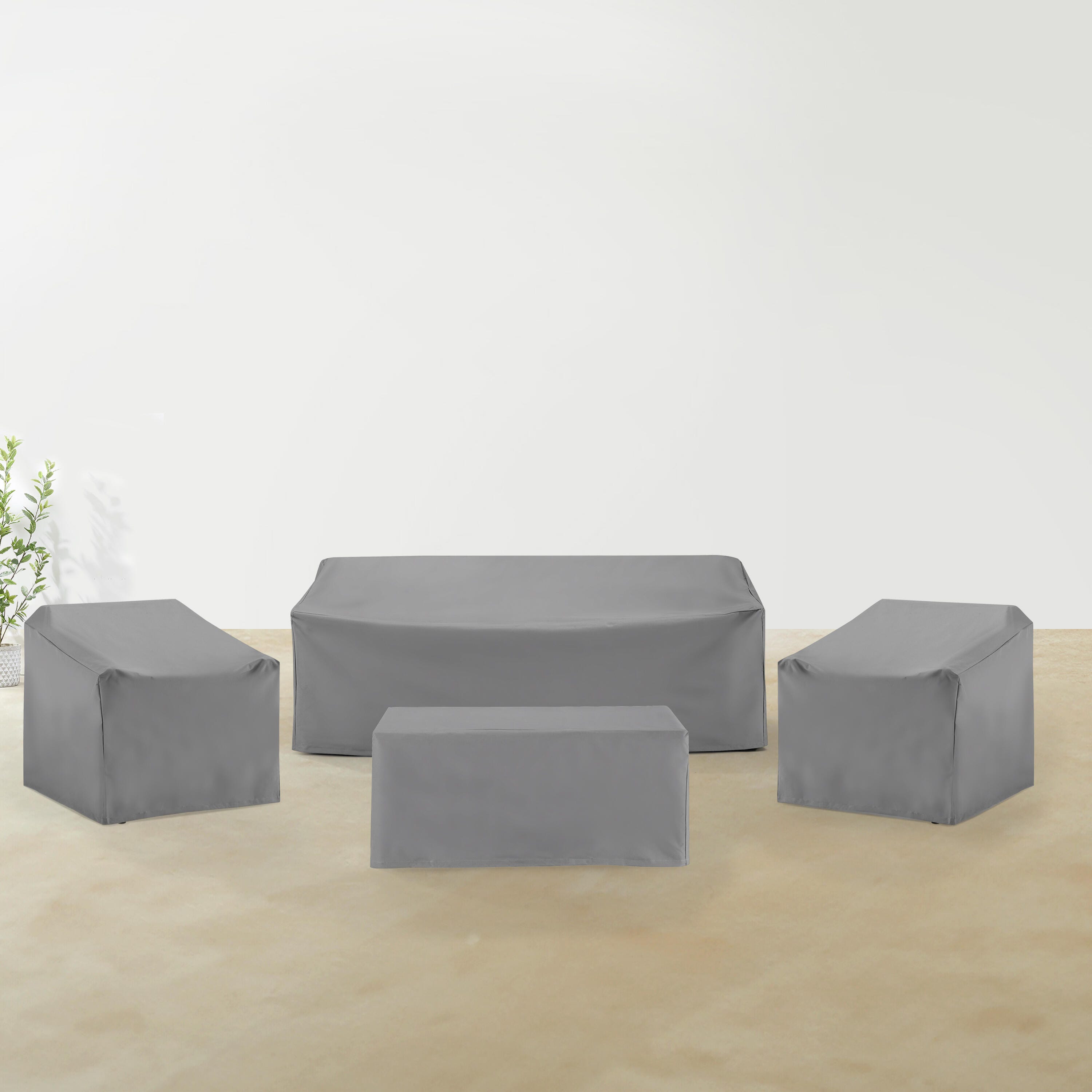 Crosley Furniture Outdoor Sofa and 2 Lounge Chairs with Coffee Table Furniture Cover, Gray, rollover