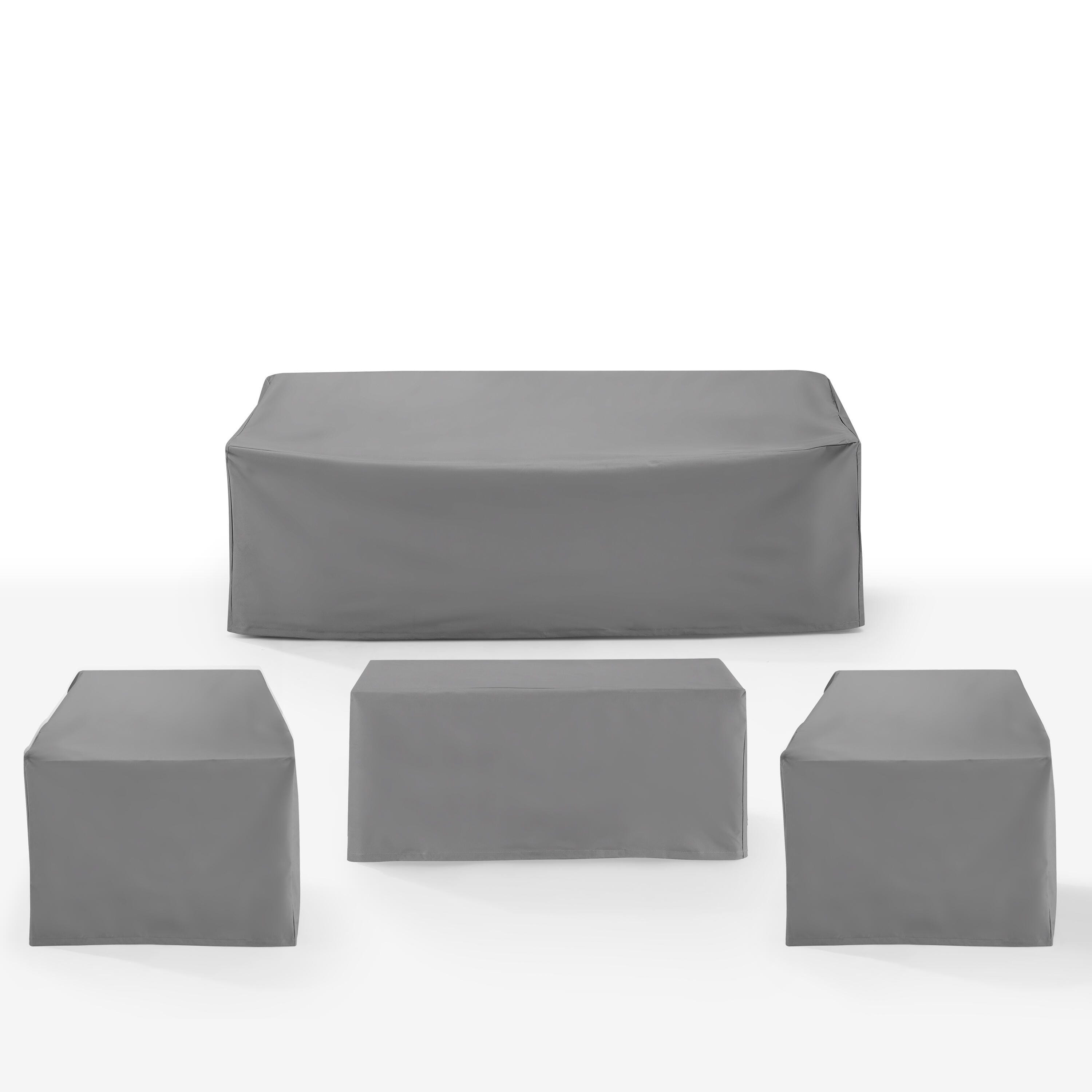 Crosley Furniture Outdoor Sofa and 2 Lounge Chairs with Coffee Table Furniture Cover, Gray, large