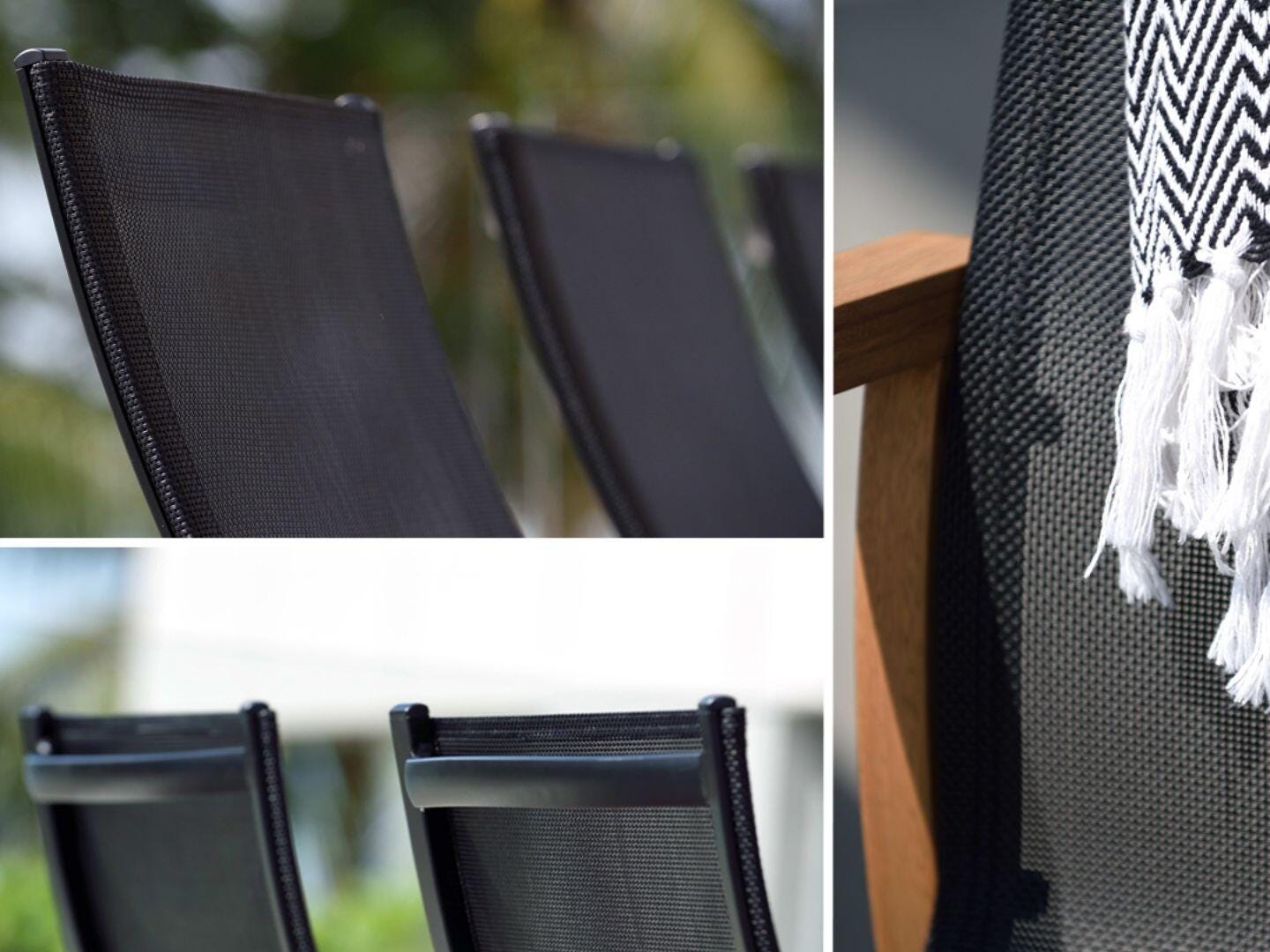 Amazonia Outdoor Sling Armchairs (Set of 4), Dark Brown/Black, large