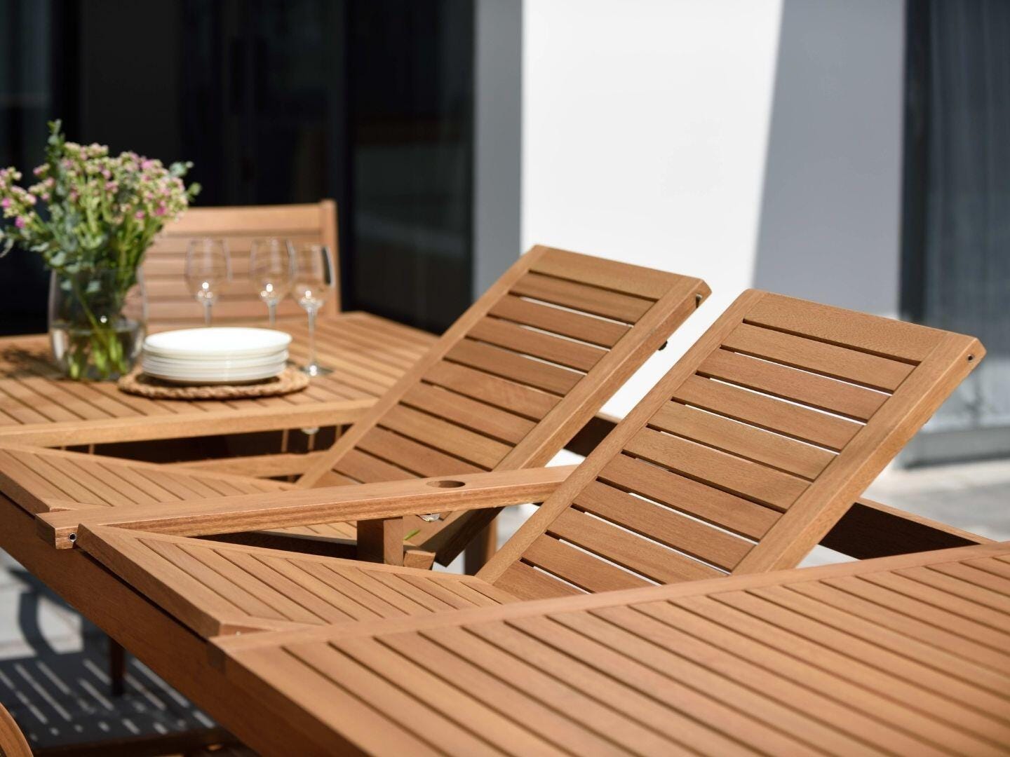 Amazonia Outdoor Extendable Dining Table, Light Brown, large