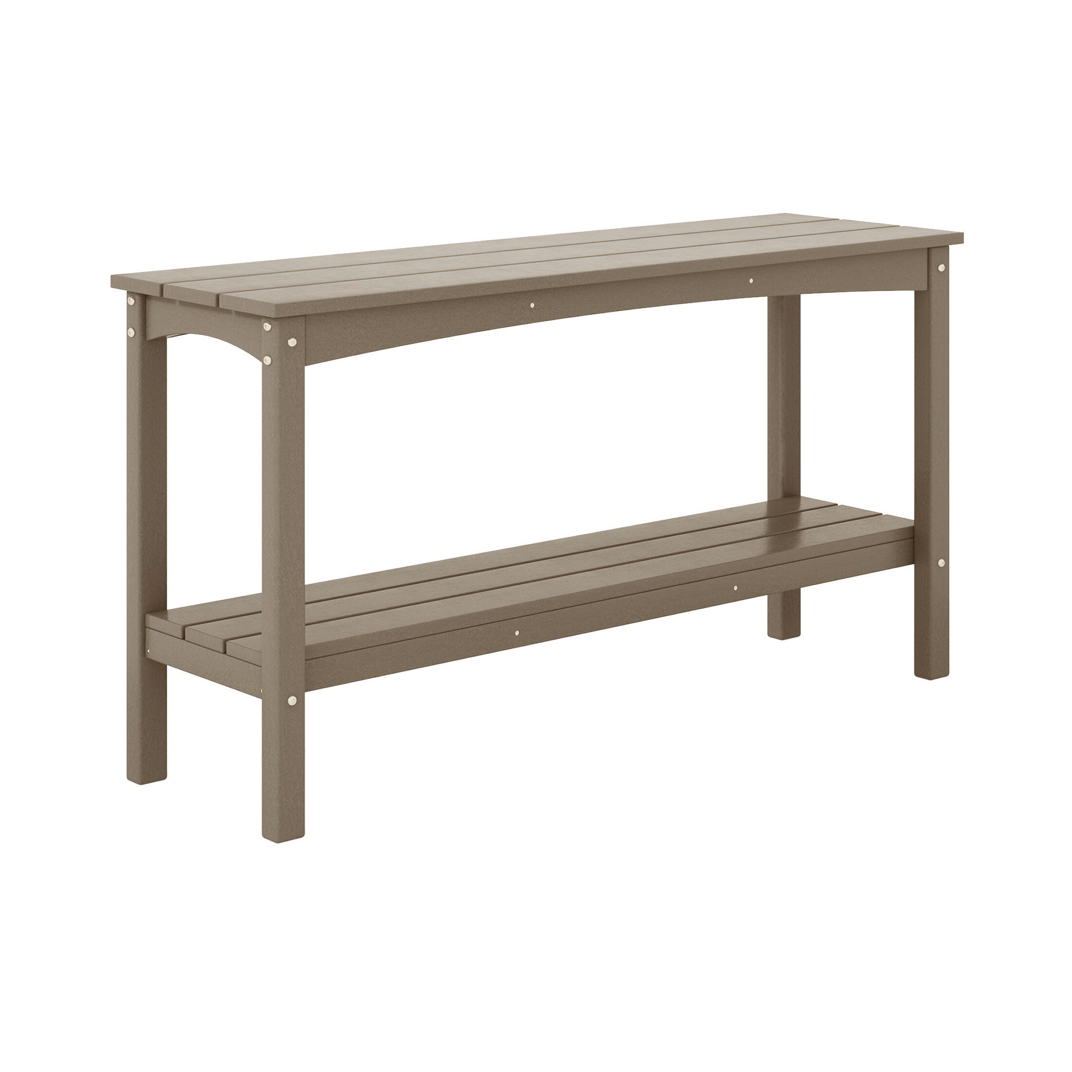 Westin Furniture Otto Outdoor Two Shelf Console Table, Weathered Wood, large