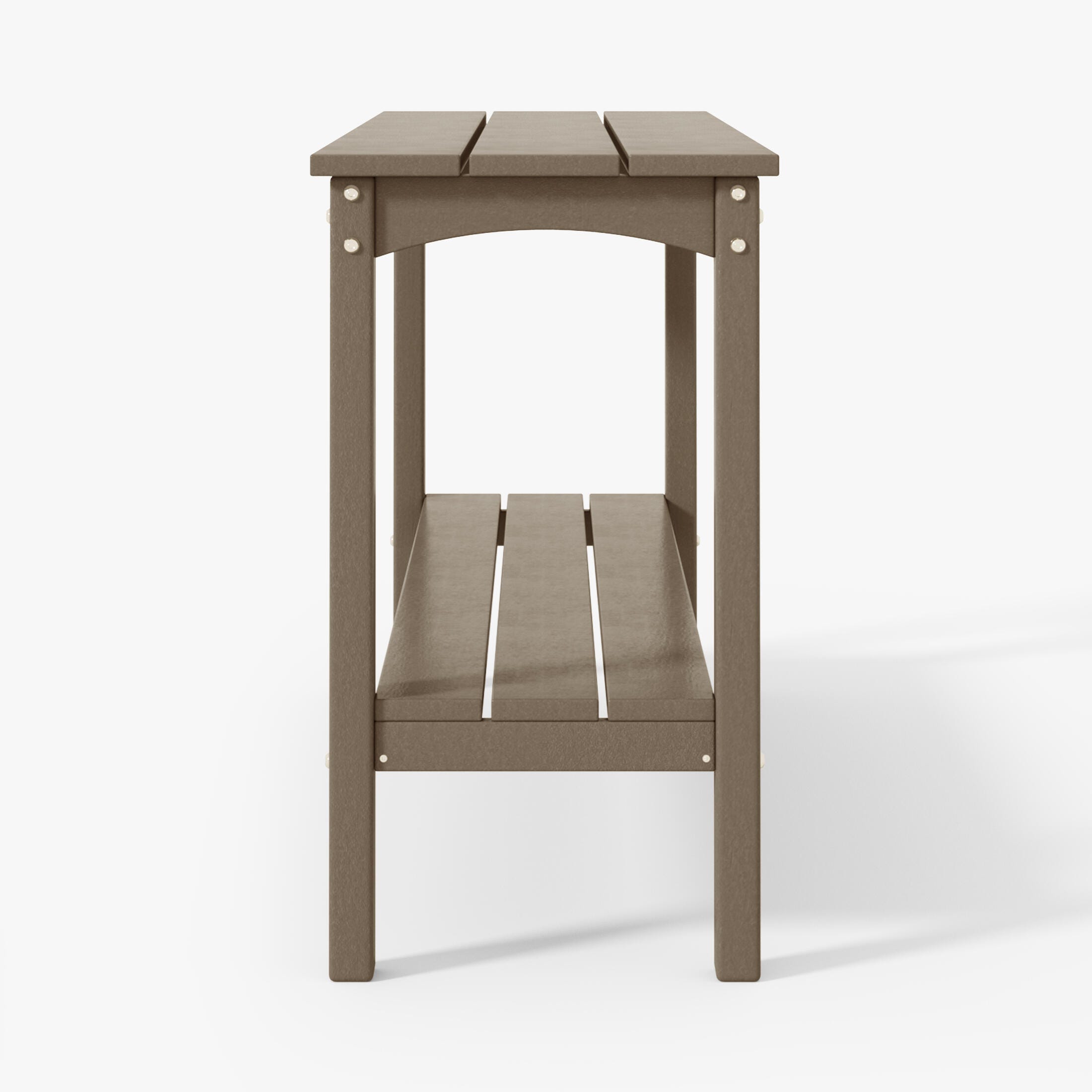 Westin Furniture Otto Outdoor Two Shelf Console Table, Weathered Wood, large