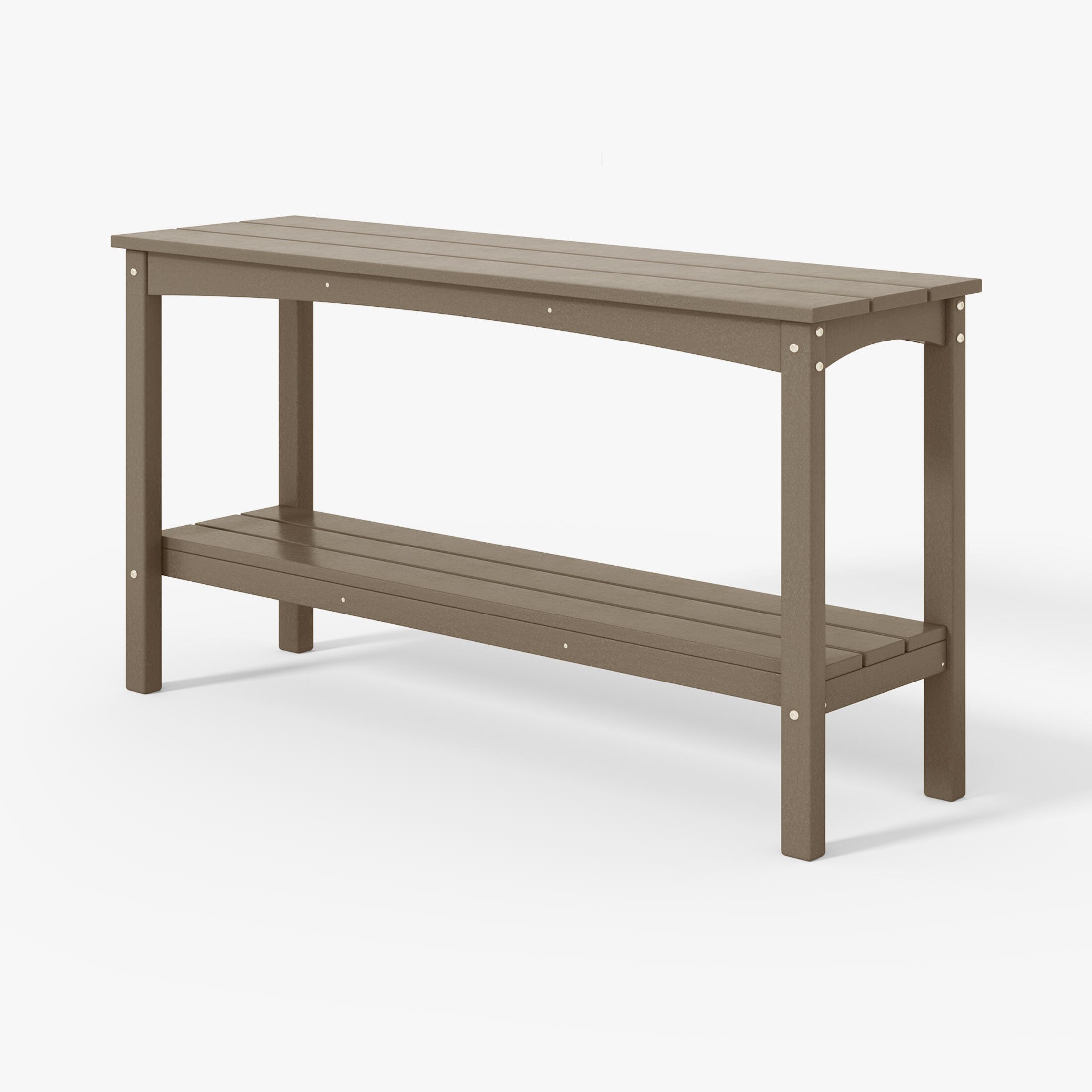 Westin Furniture Otto Outdoor Two Shelf Console Table, Weathered Wood, large