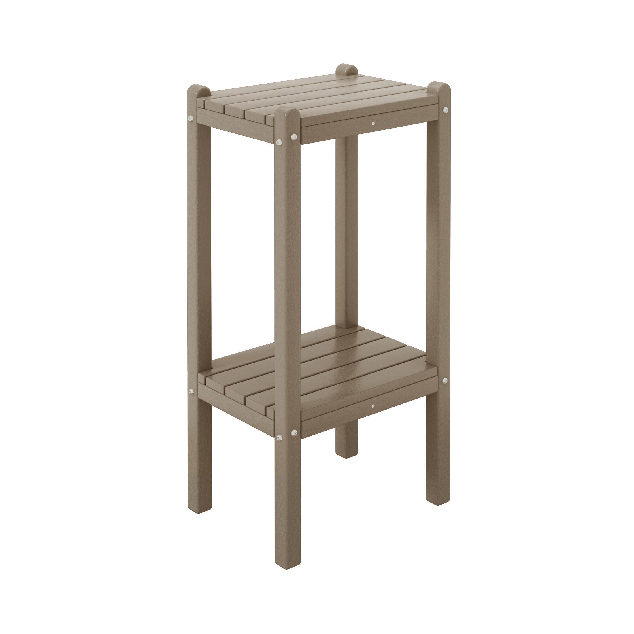 Westin Furniture Otto Outdoor Two Shelf Side Table, Weathered Wood