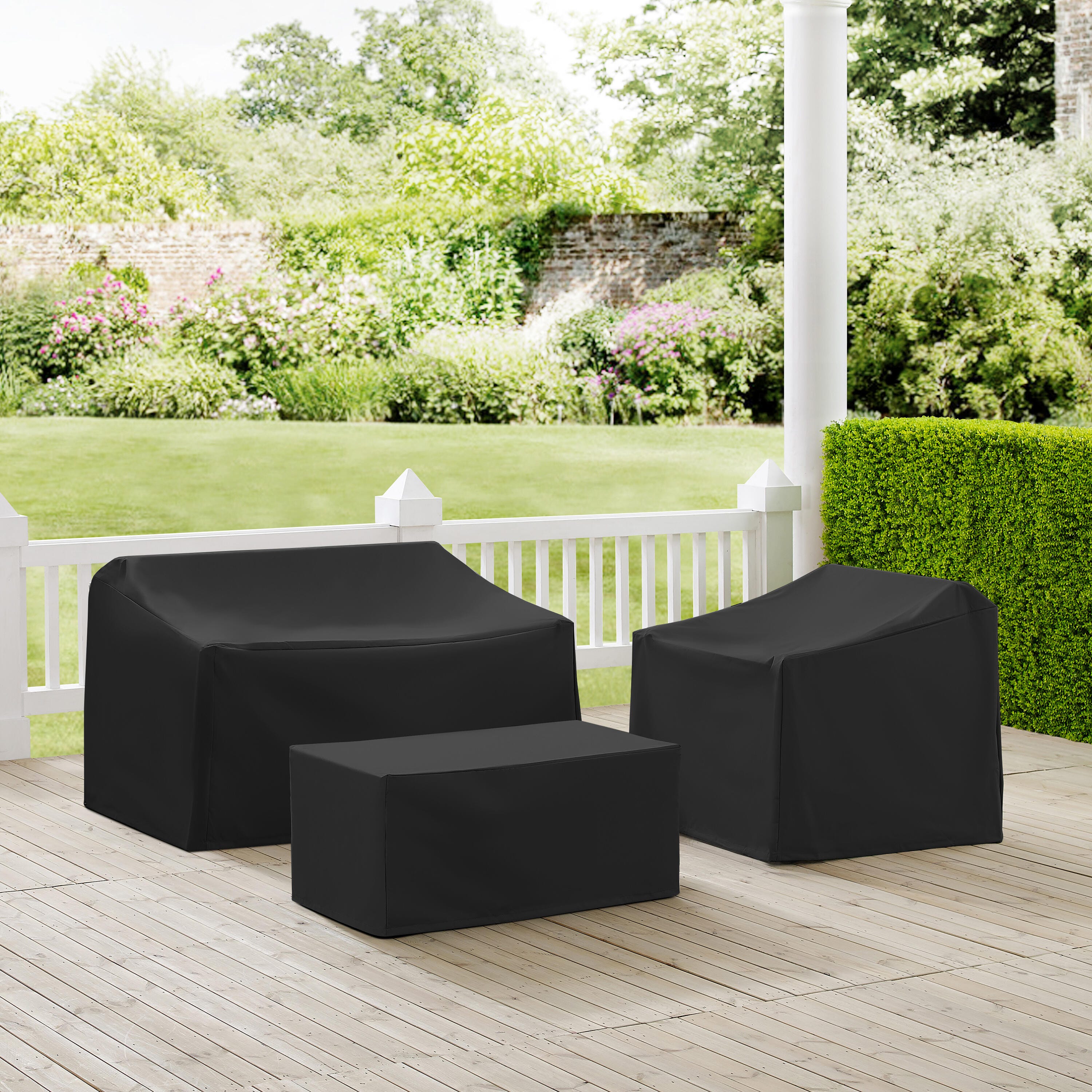 Crosley Furniture Outdoor Loveseat and Chair with Coffee Table Cover, , rollover