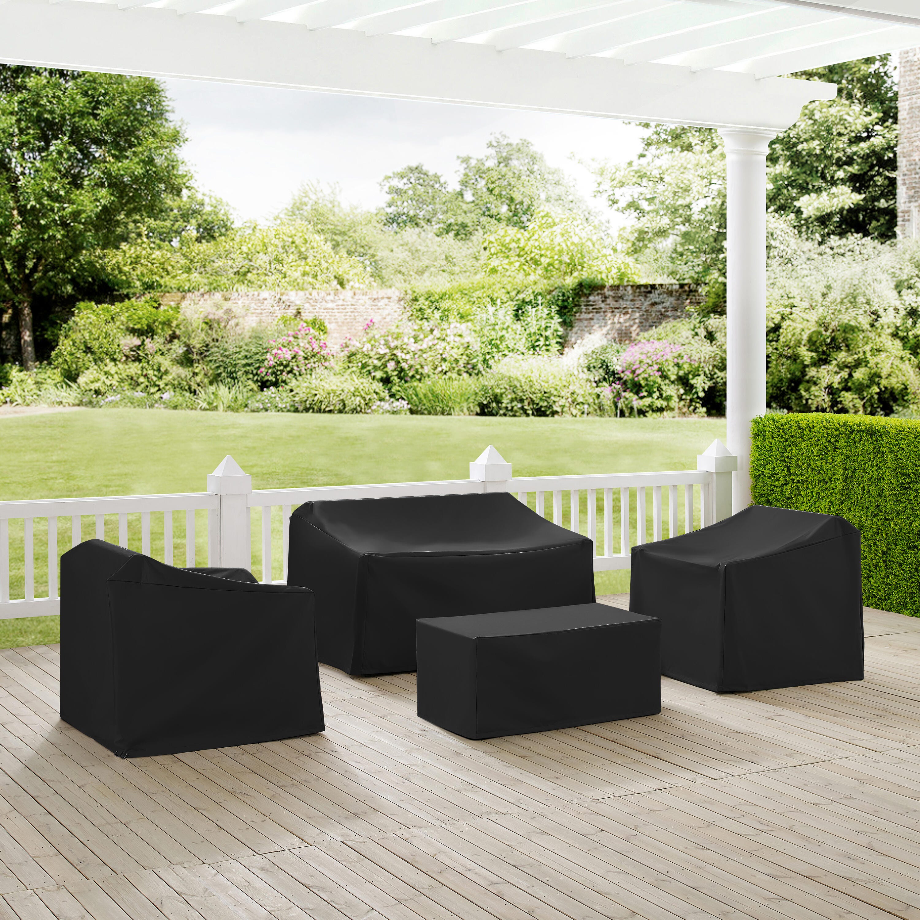 Crosley Furniture Outdoor Loveseat and 2 Chairs with Coffee Table Furniture Cover Set, , rollover