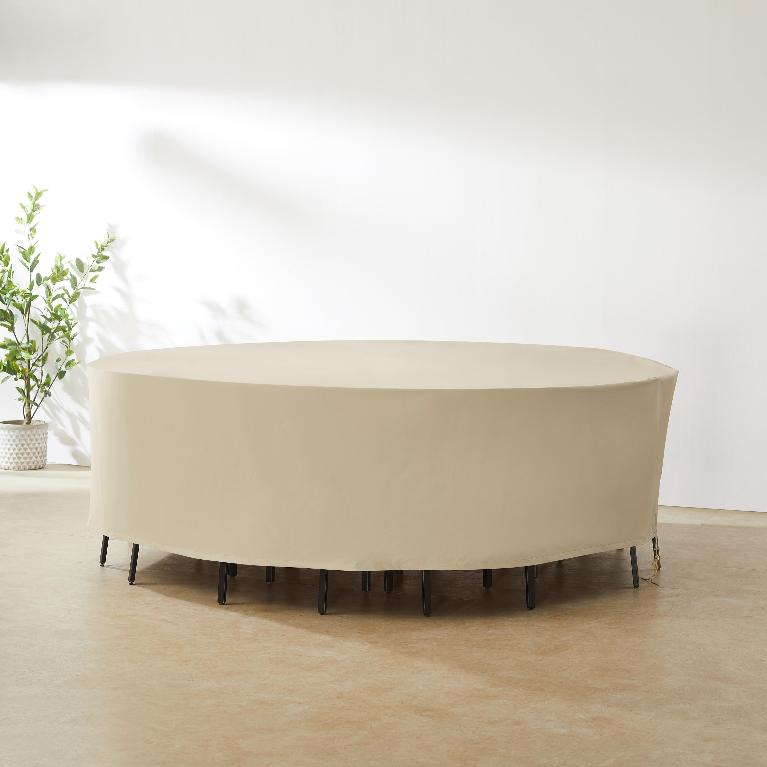 Crosley Furniture Round Outdoor Furniture Cover For Patio Set, Tan, rollover