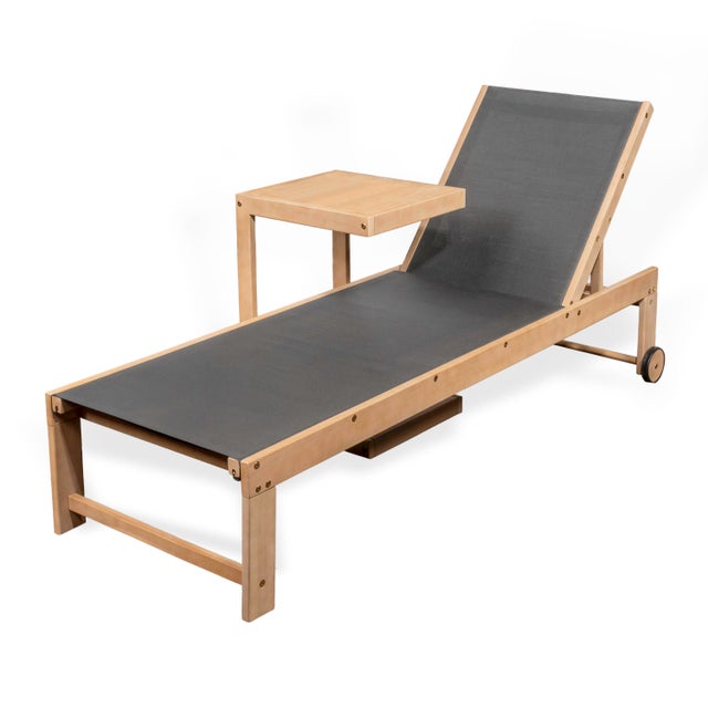 Jonathan Y Trabuco Outdoor Chaise Lounge with Side Table