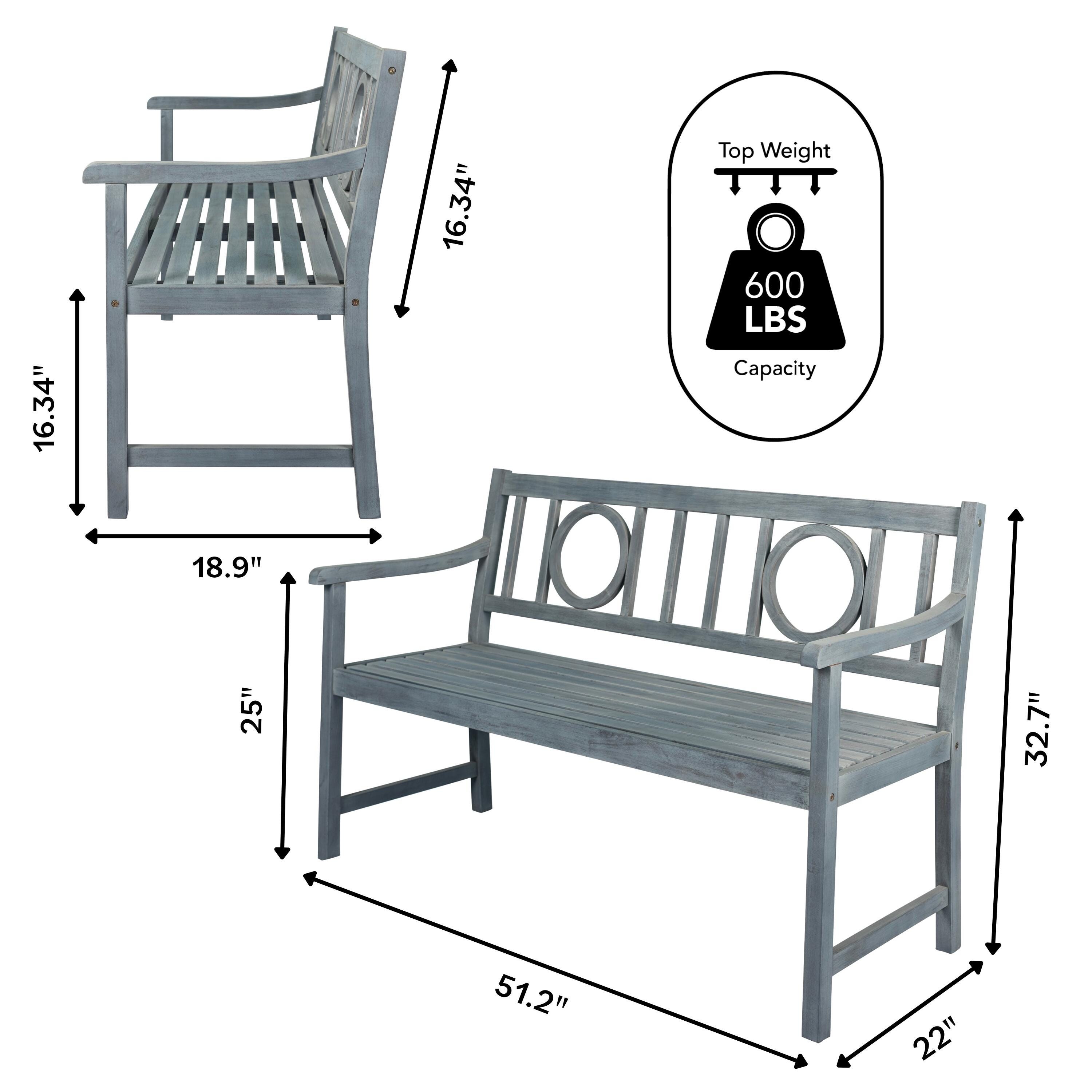 JONATHAN Y Apollo Outdoor Bench, Gray, large