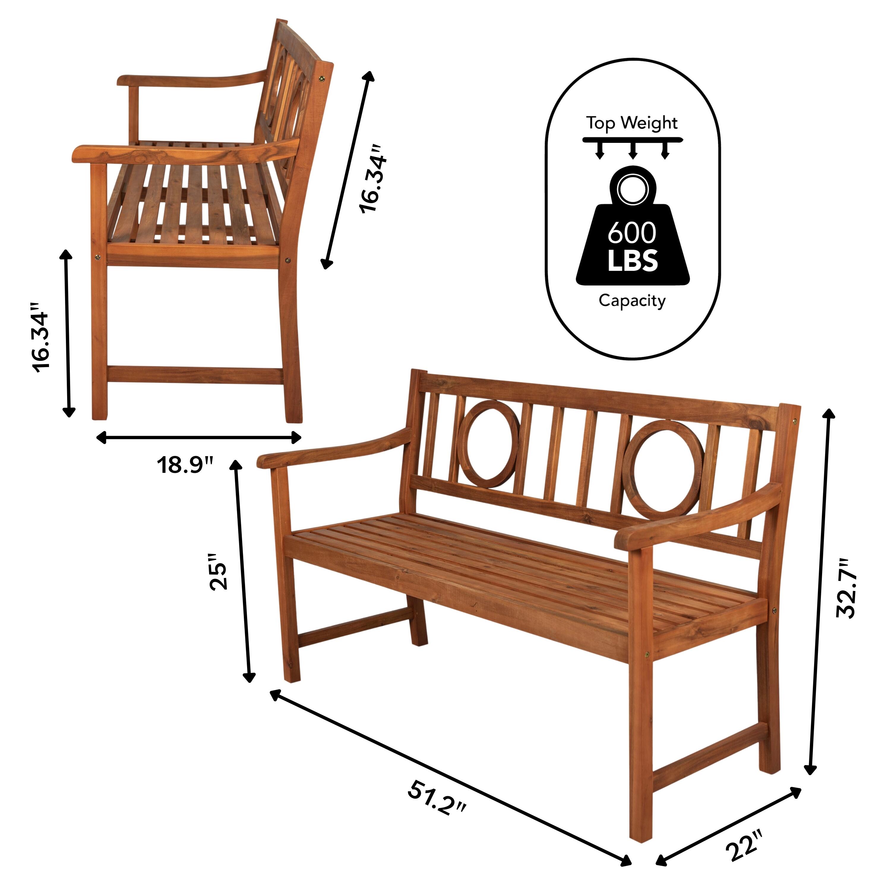 JONATHAN Y Apollo Outdoor Bench, Teak, large