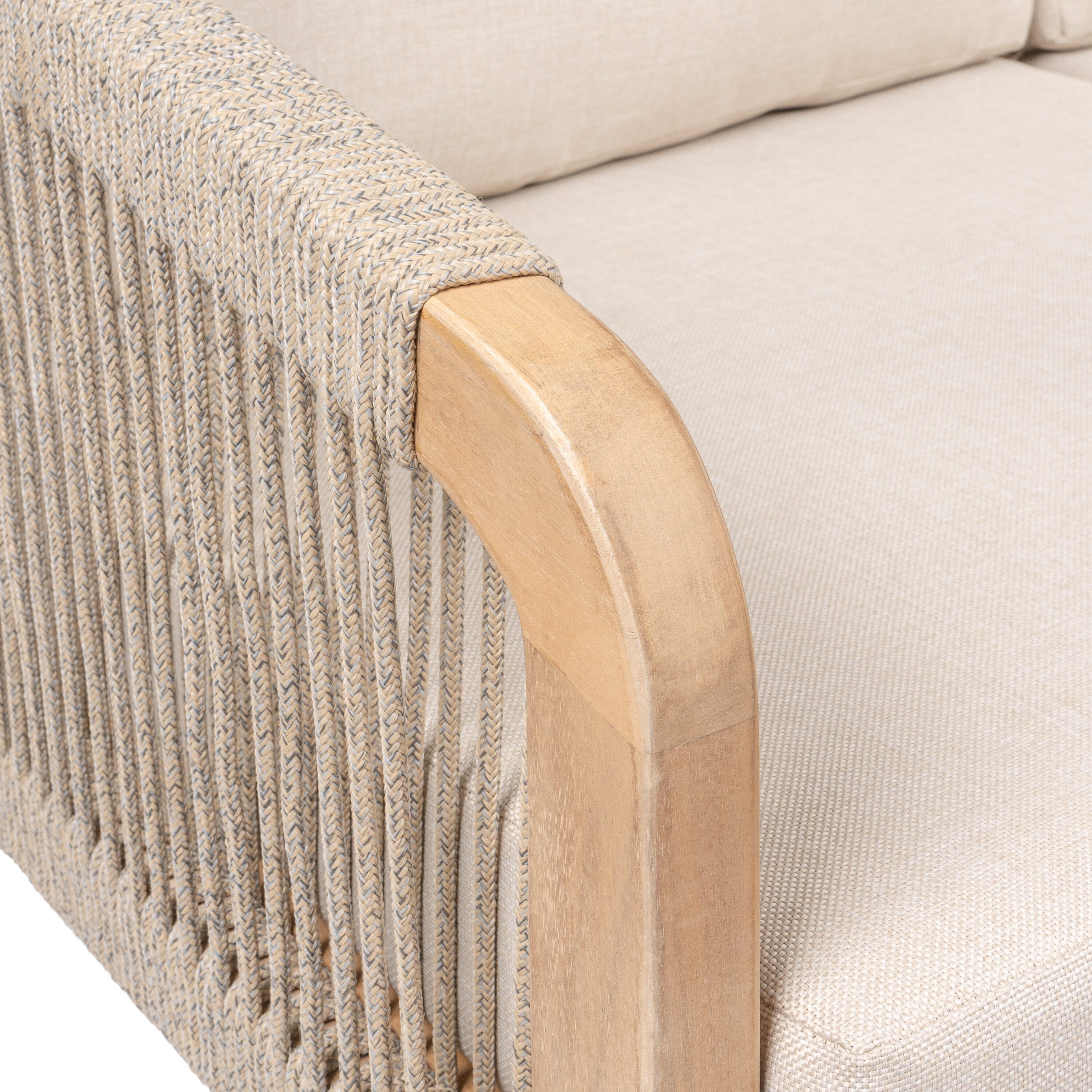 JONATHAN Y Arwen Outdoor Loveseat, Cream/Light Teak, large