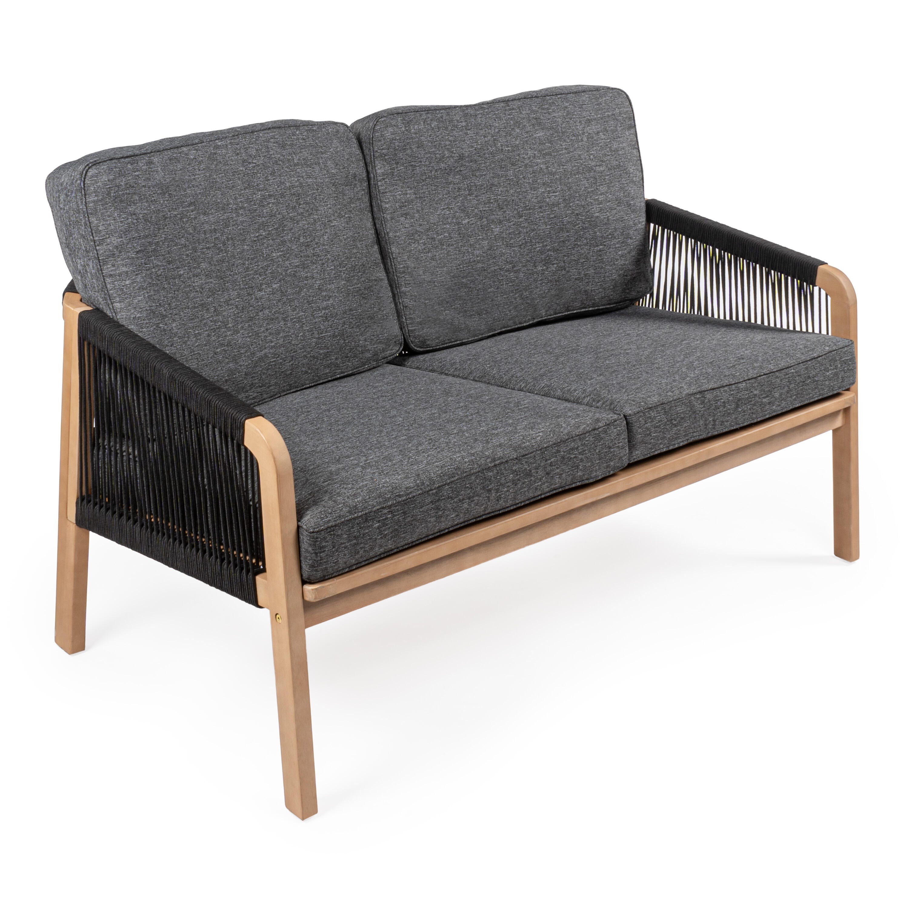JONATHAN Y Arwen Outdoor Loveseat, Gray/Light Teak, large