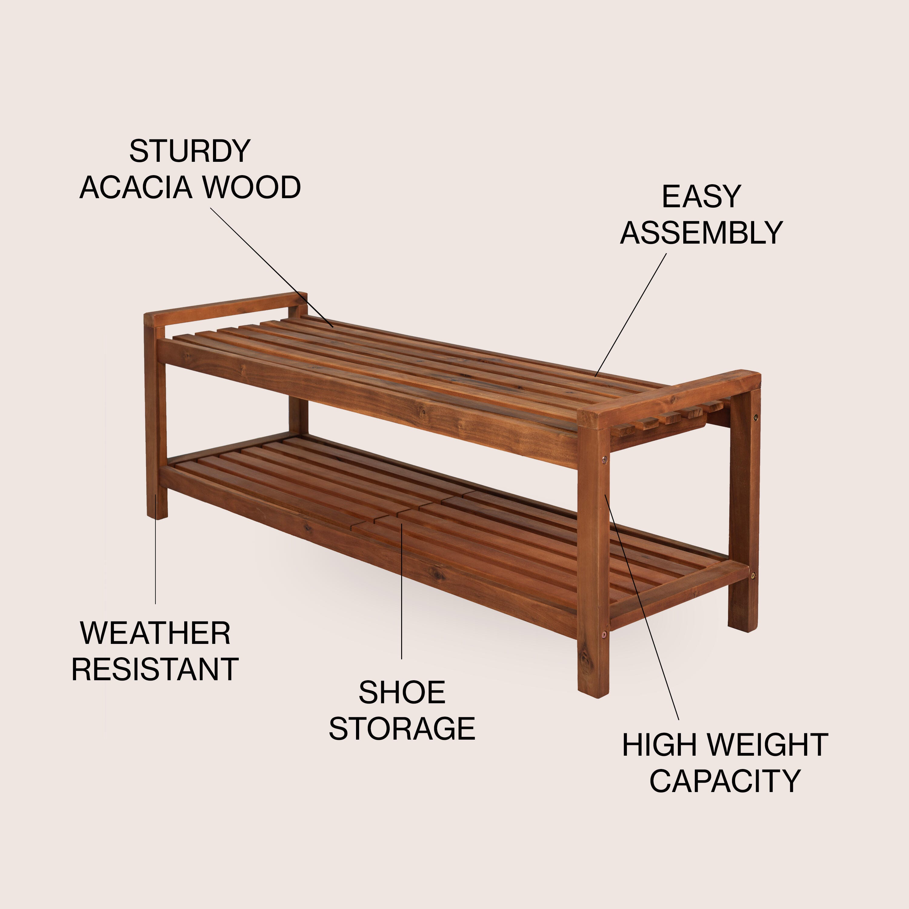 JONATHAN Y Blane Outdoor Bench, , large