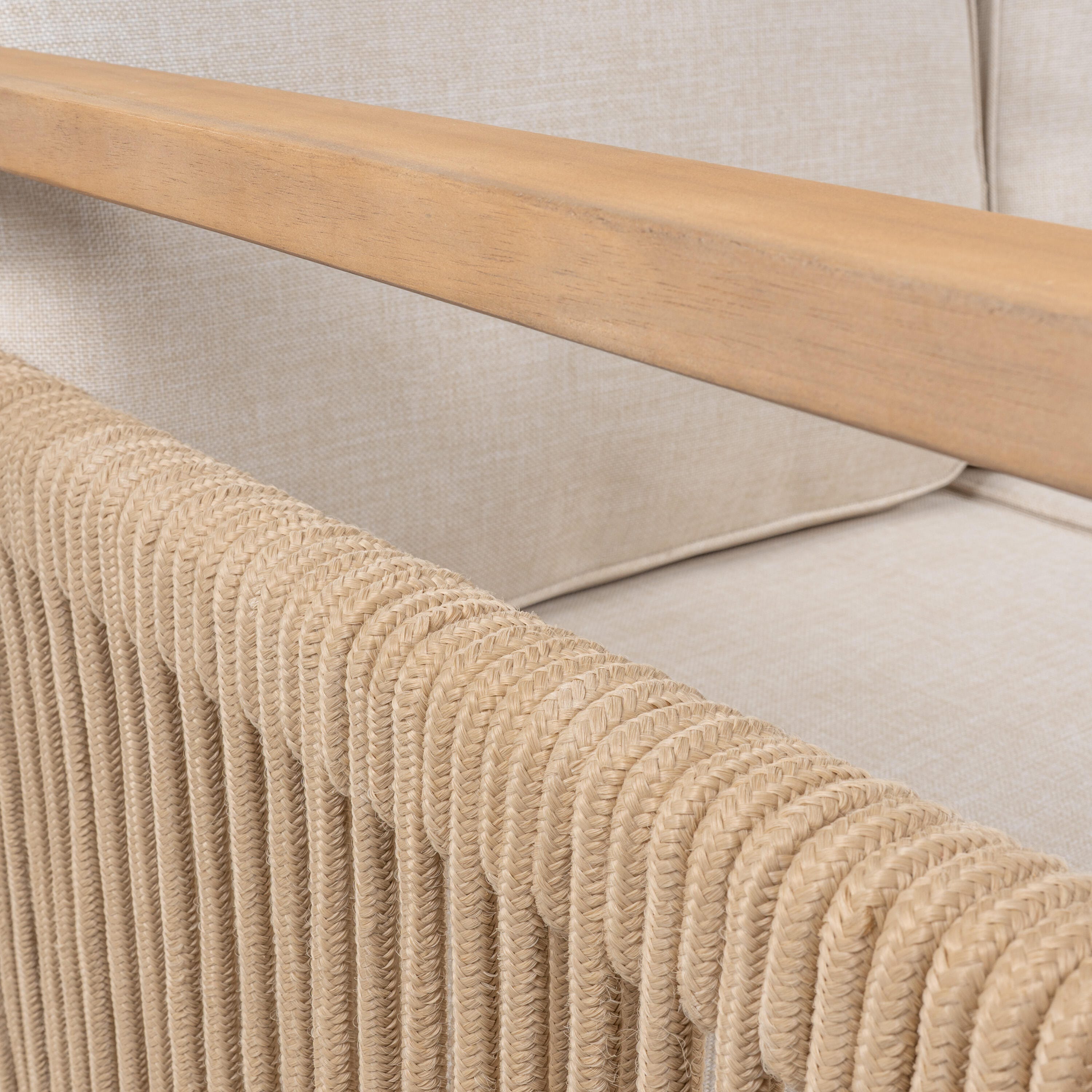 JONATHAN Y Gable Outdoor Sofa, Light Teak, large