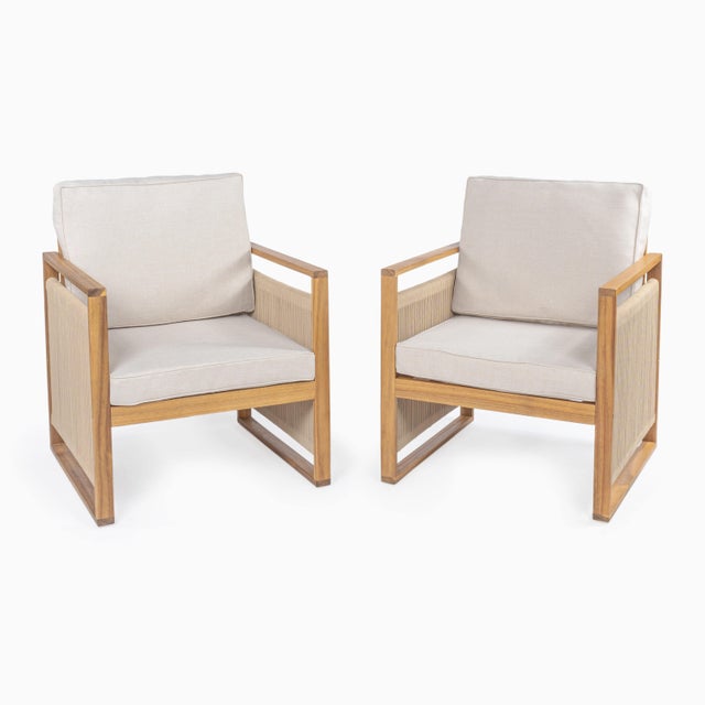 Jonathan Y Gable Outdoor Lounge Chair (Set of 2), Light Teak
