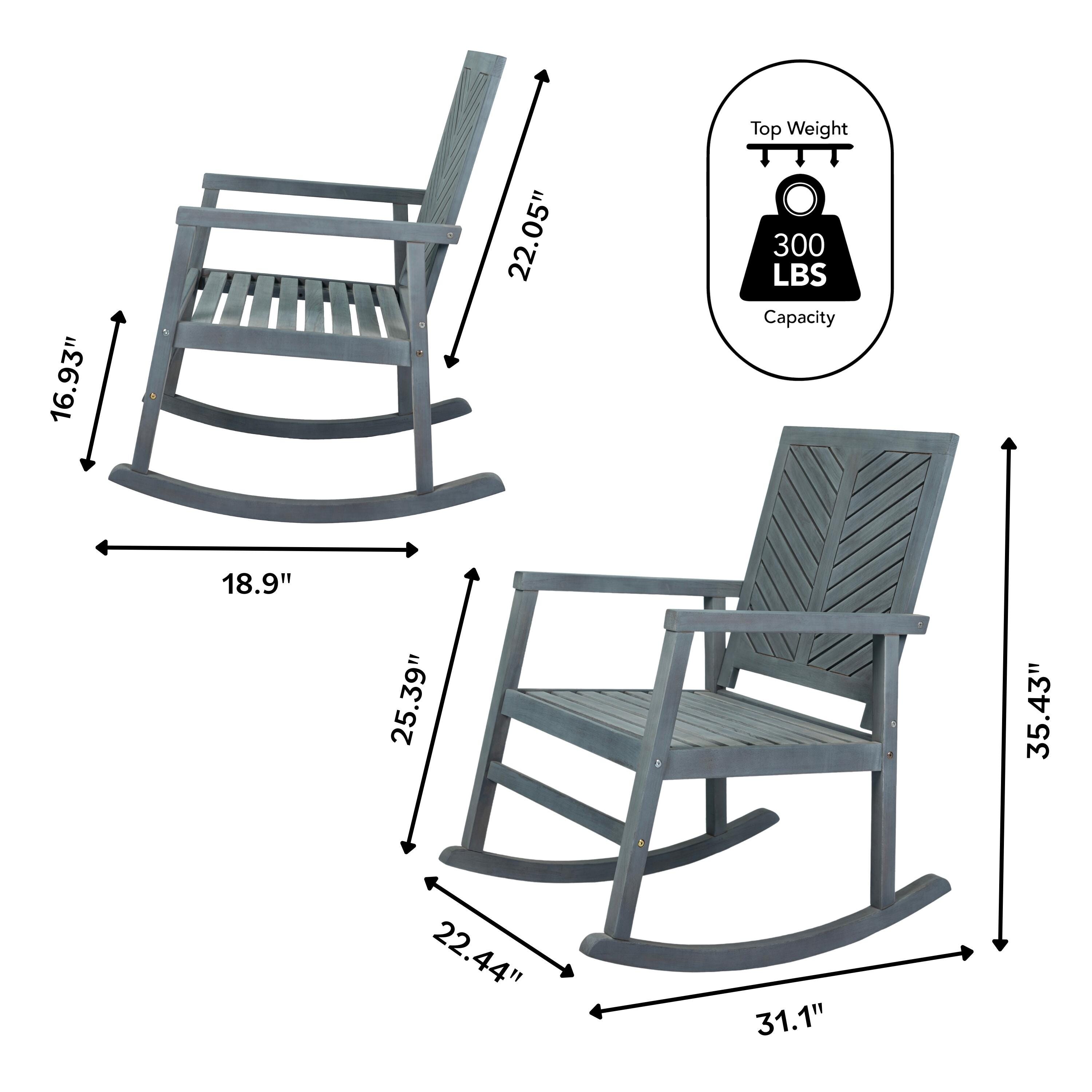 JONATHAN Y Ned Outdoor Rocking Chair, Gray, large
