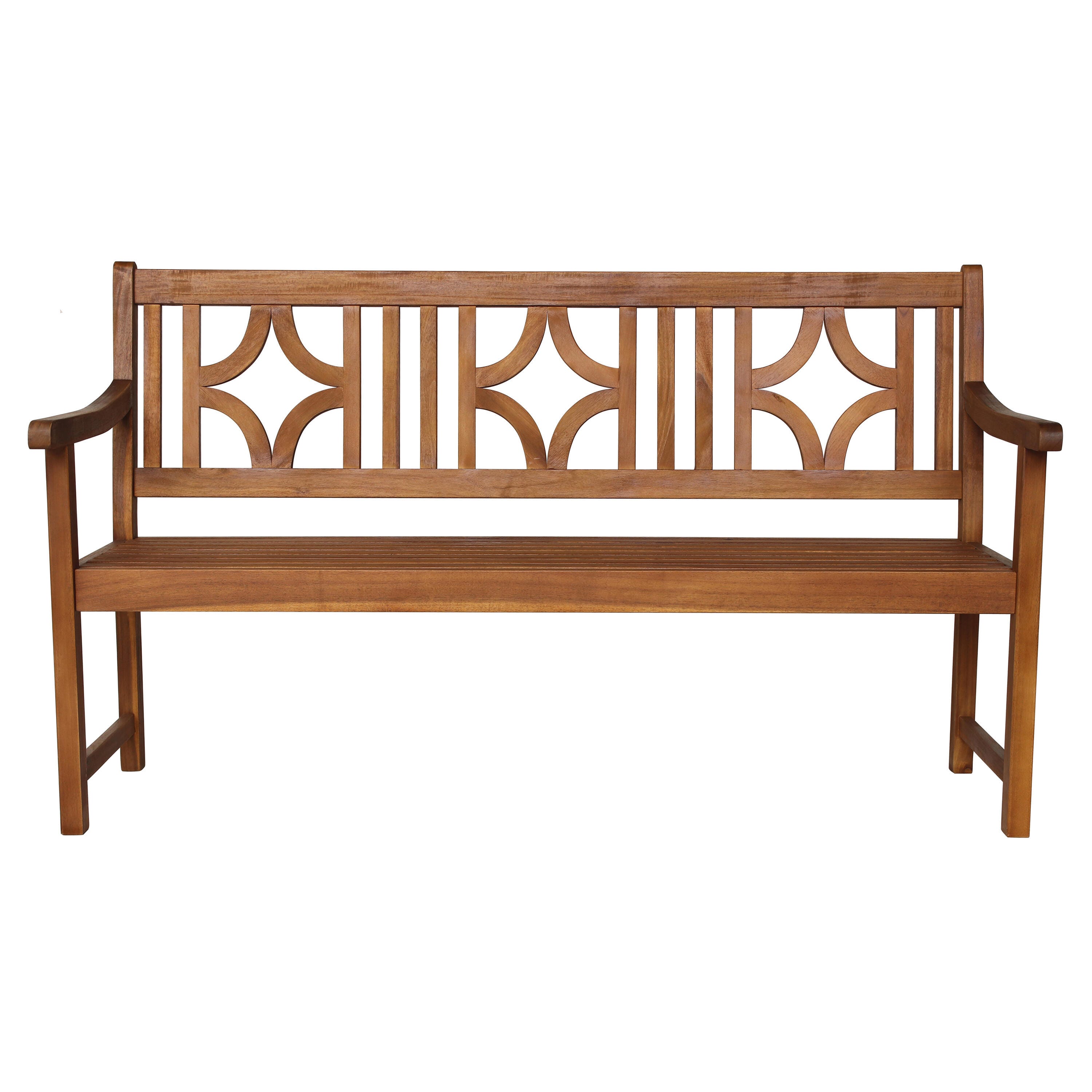 JONATHAN Y Sloane Outdoor Bench, Teak, large