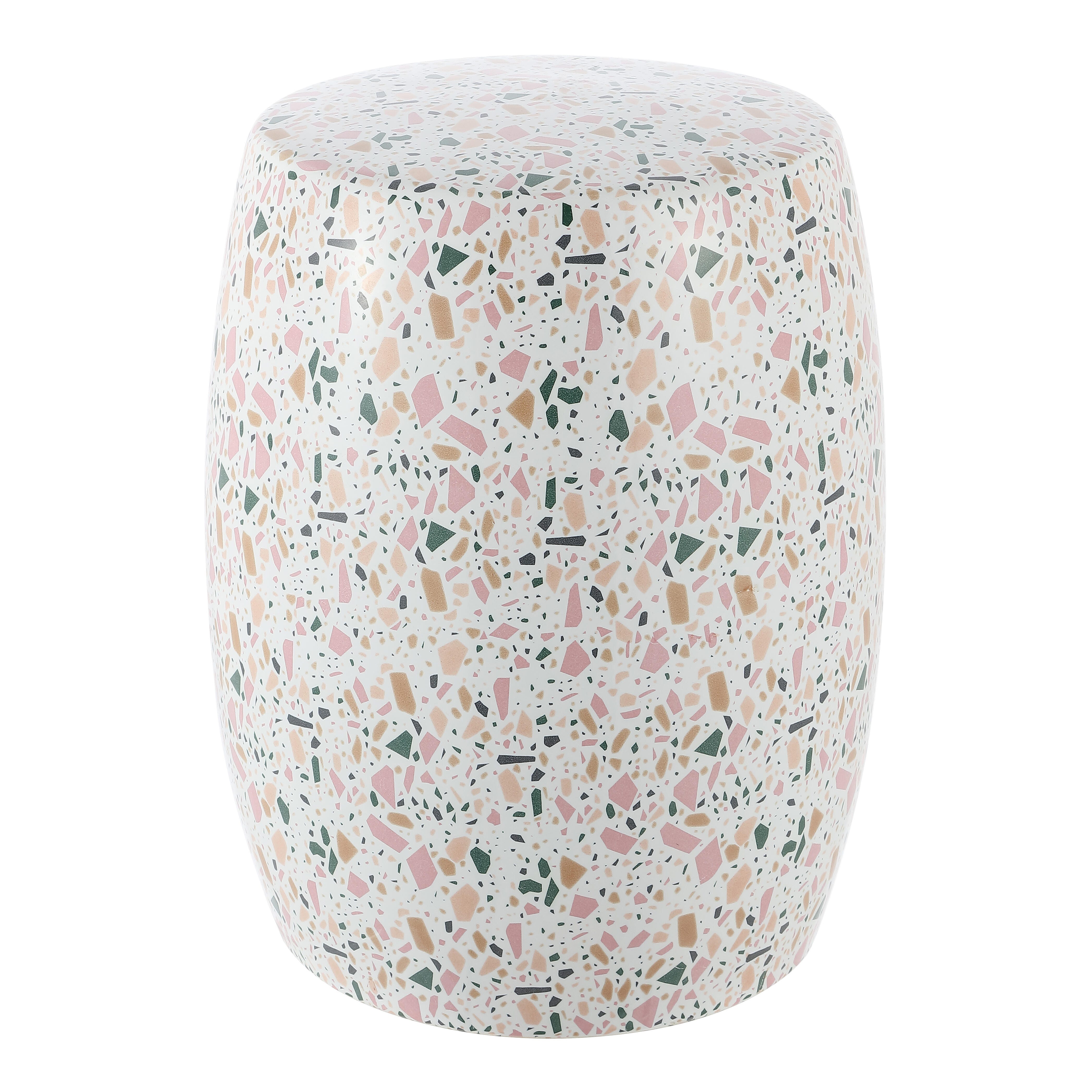 JONATHAN Y Chiara Terrazzo Outdoor Garden Stool, , large