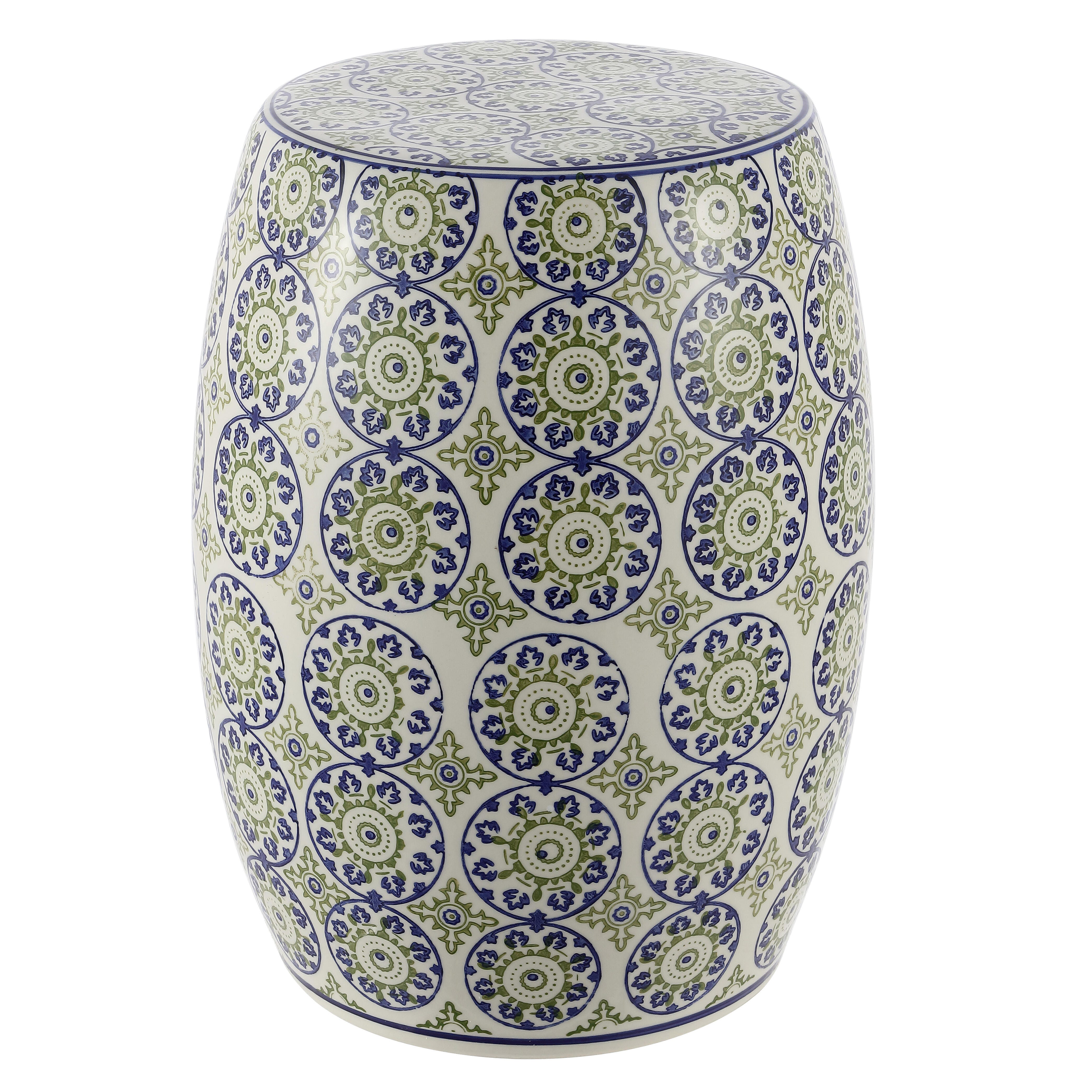 JONATHAN Y Lula Suzani Outdoor Garden Stool, , large