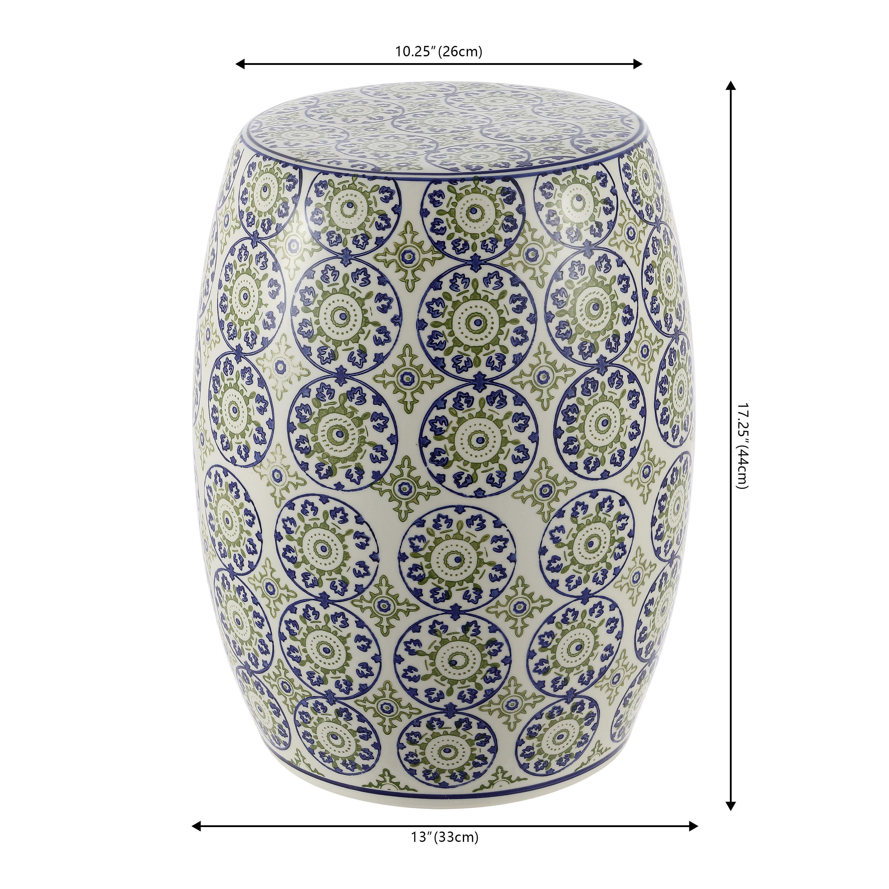 JONATHAN Y Lula Suzani Outdoor Garden Stool, , large