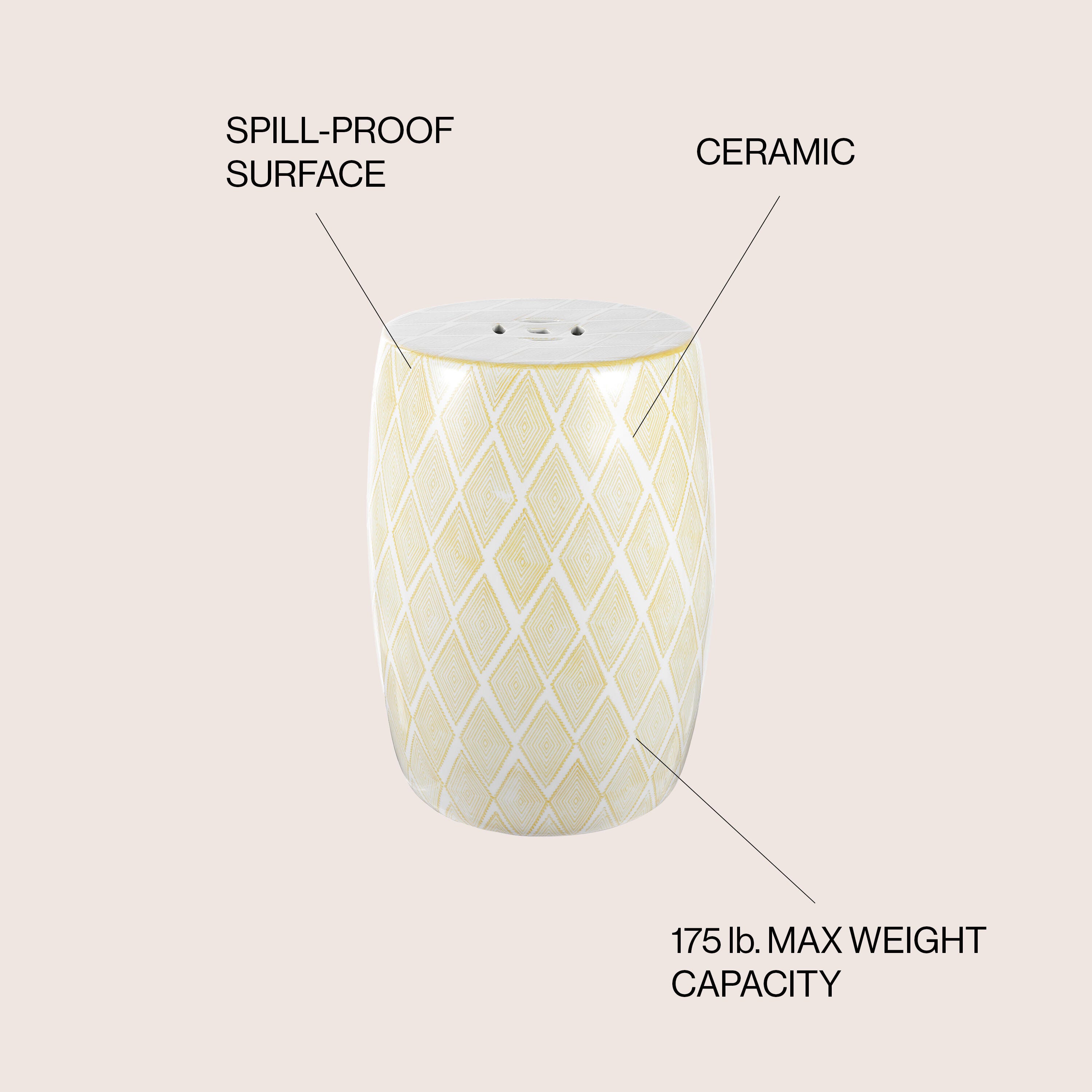 JONATHAN Y Moroccan Diamonds Drum Outdoor Garden Stool, , large