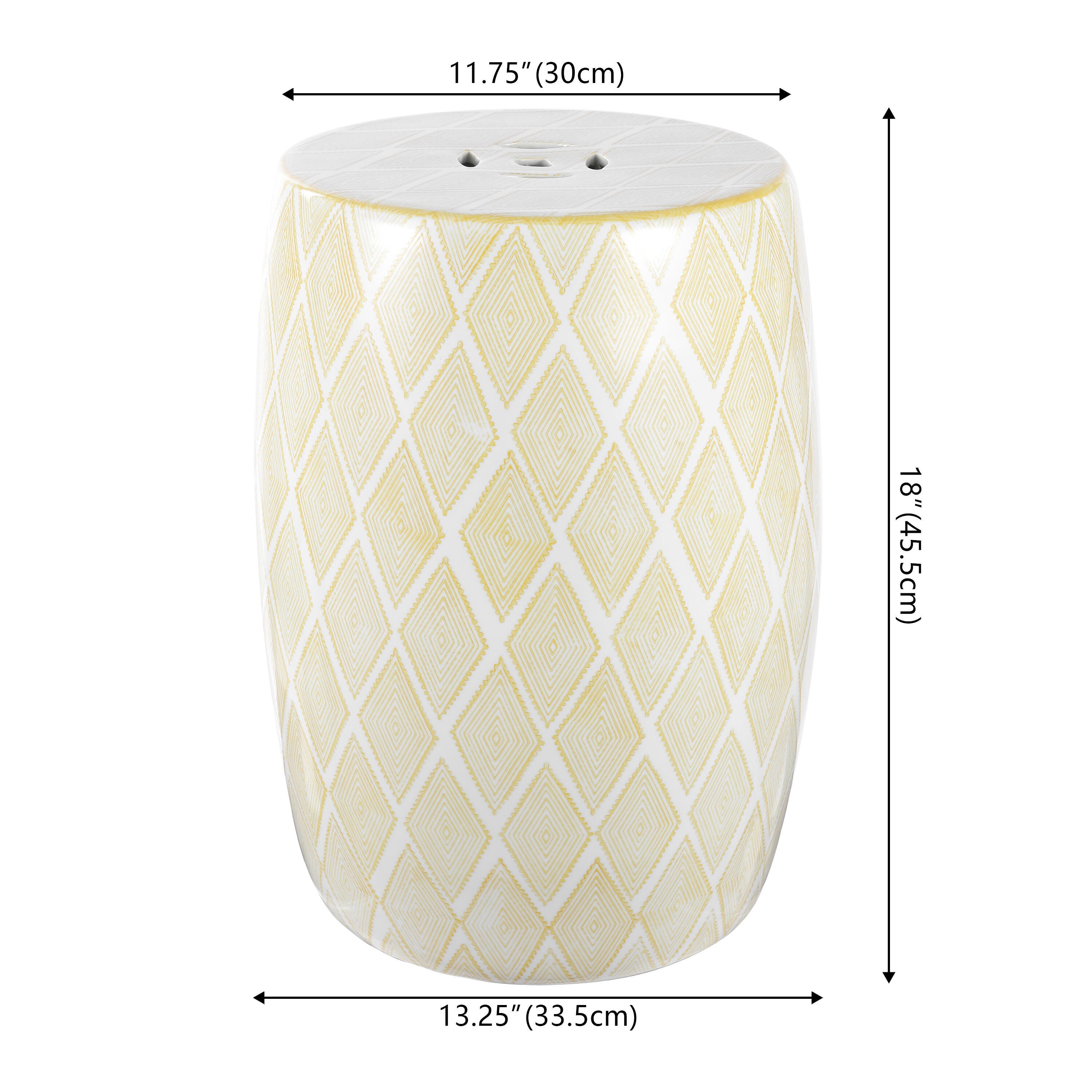 JONATHAN Y Moroccan Diamonds Drum Outdoor Garden Stool, , large