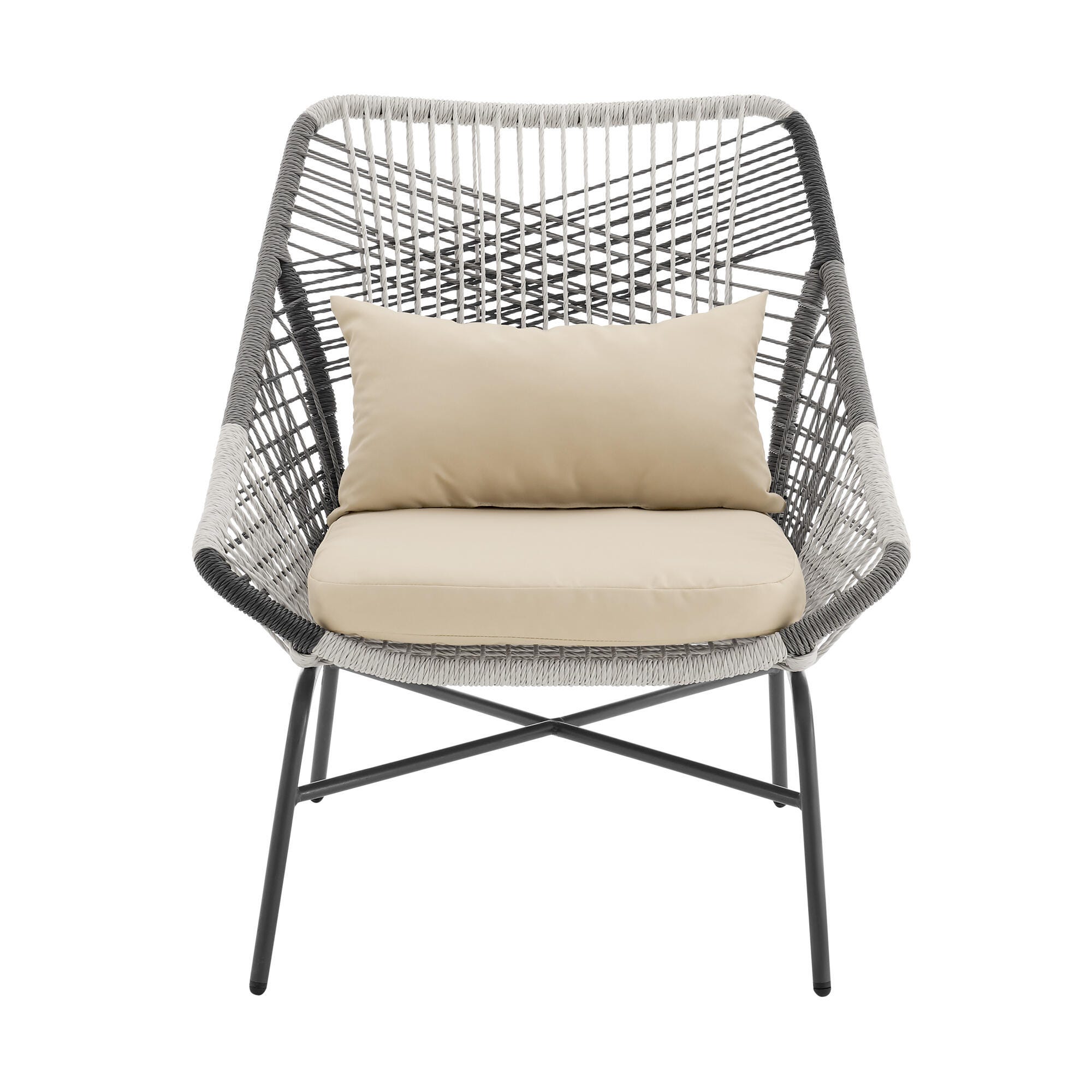 Manhattan Comfort Ashland 5-Piece Outdoor Conversation Patio Set, Cream, large
