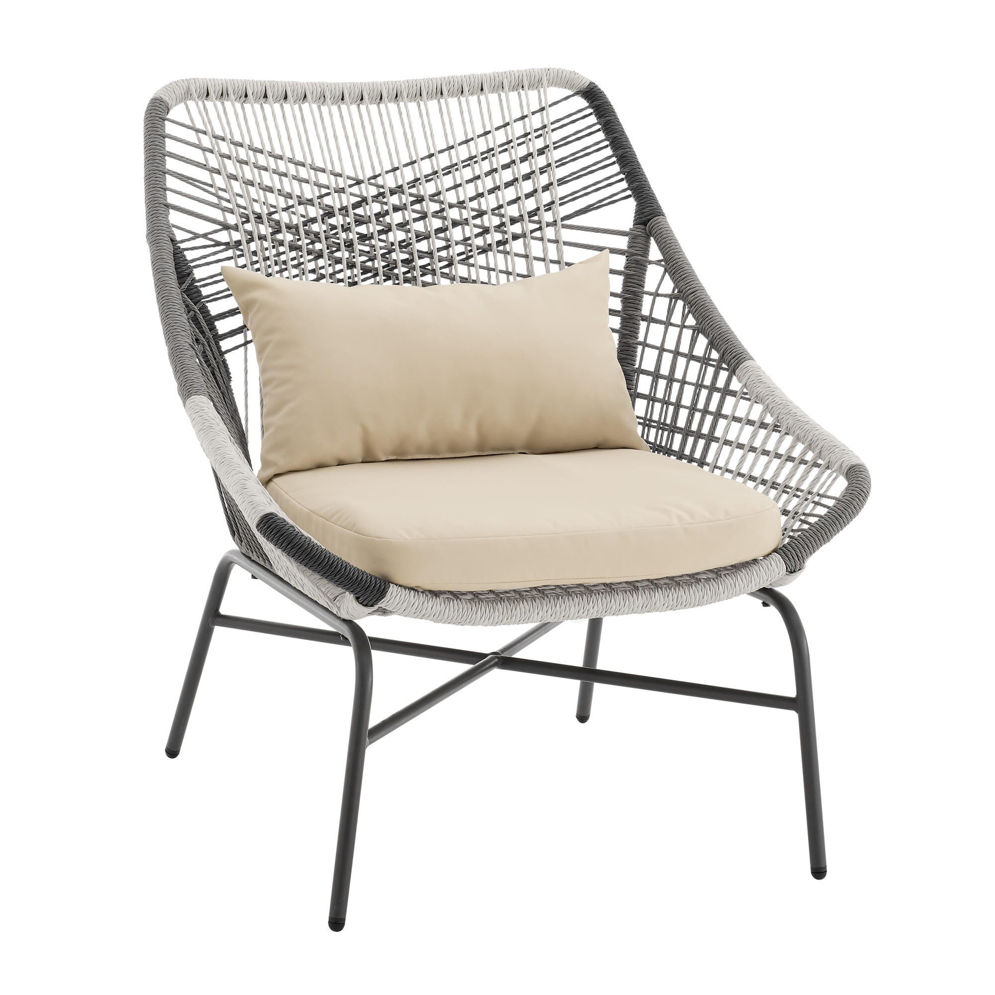 Manhattan Comfort Ashland 5-Piece Outdoor Conversation Patio Set, Cream, large