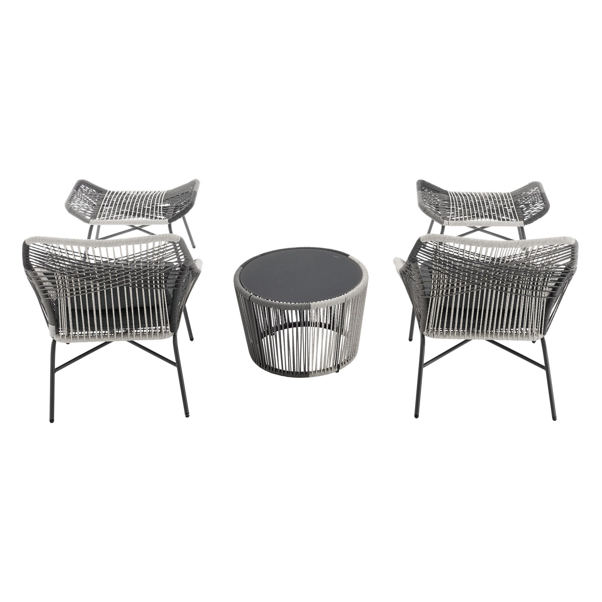 Manhattan Comfort Ashland 5-Piece Outdoor Conversation Patio Set, Gray, large