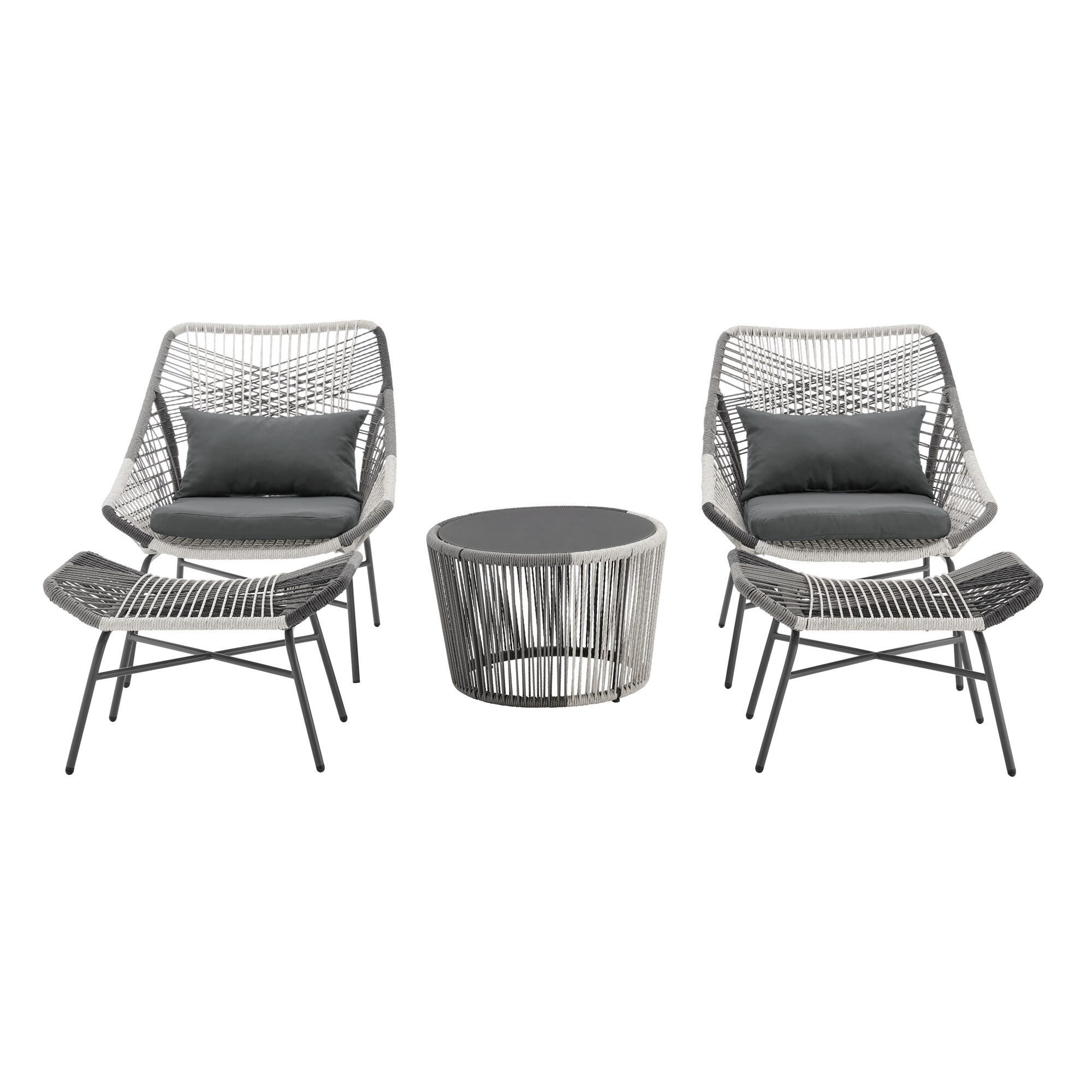 Manhattan Comfort Ashland 5-Piece Outdoor Conversation Patio Set, Gray, large