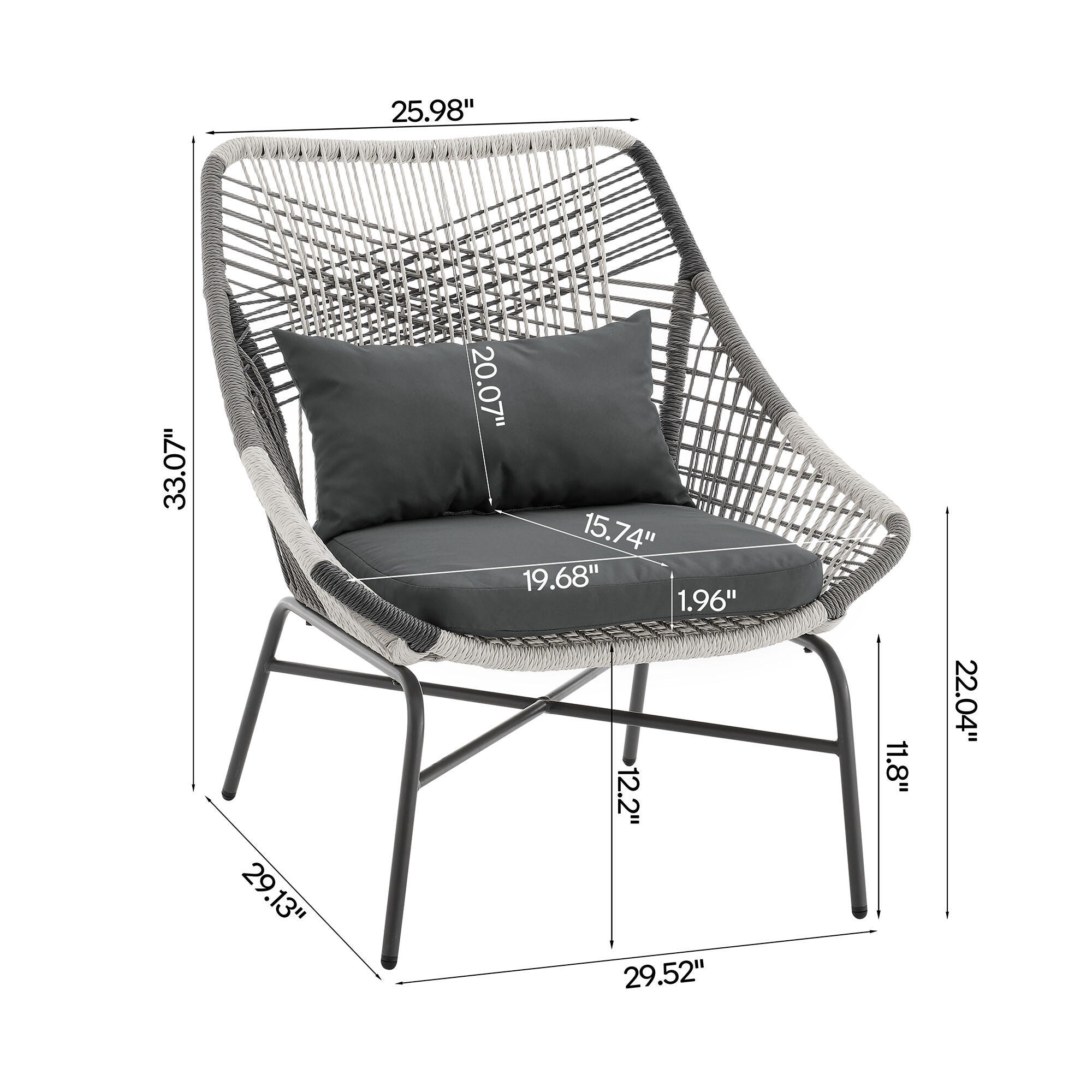 Manhattan Comfort Ashland 5-Piece Outdoor Conversation Patio Set, Gray, large