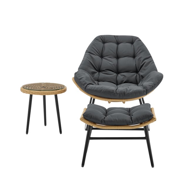 Manhattan Comfort Benson Outdoor Rocking Chair With Ottoman And End Table