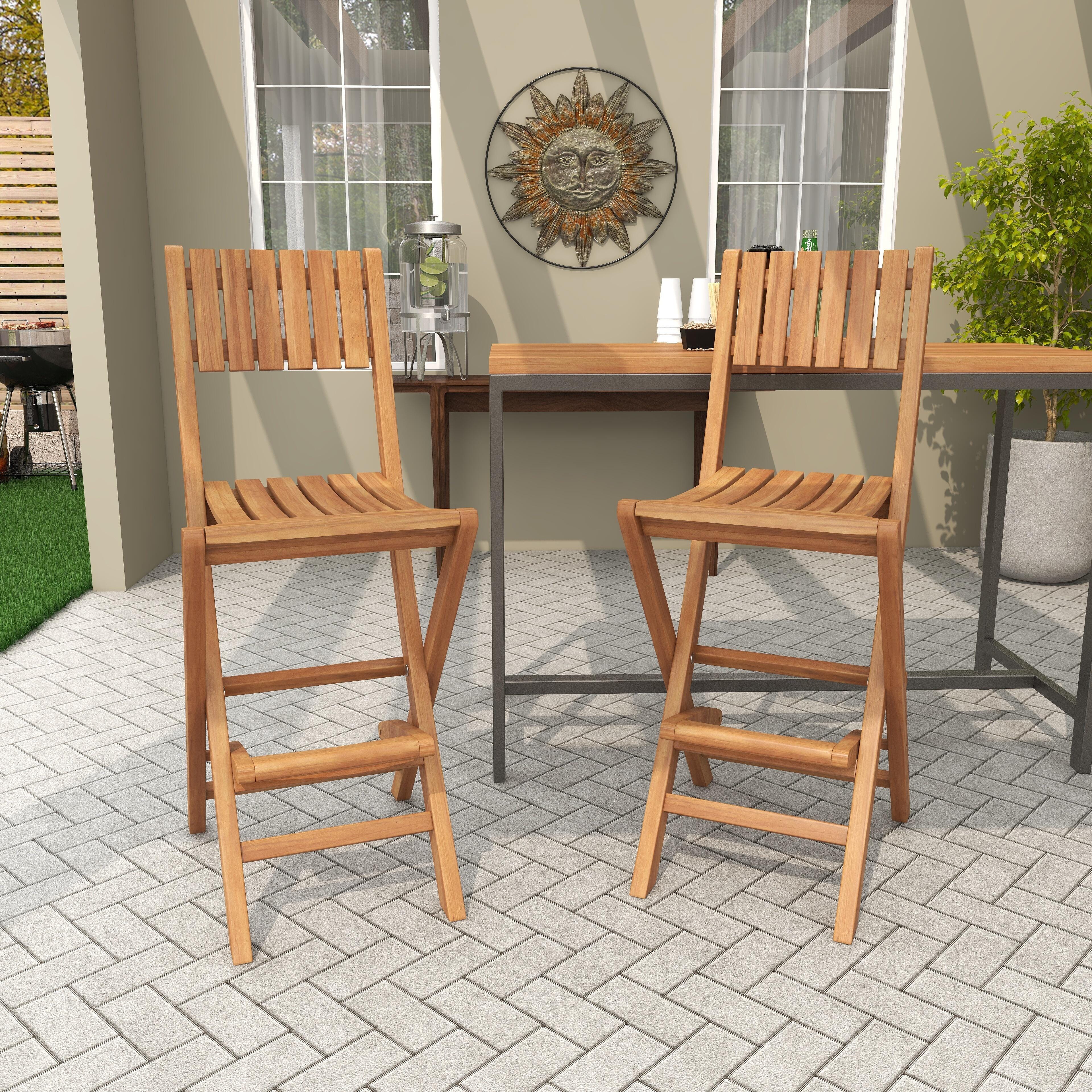 Bayberry Lane Slatted Indoor/Outdoor Bar Stool (Set of 2), , large