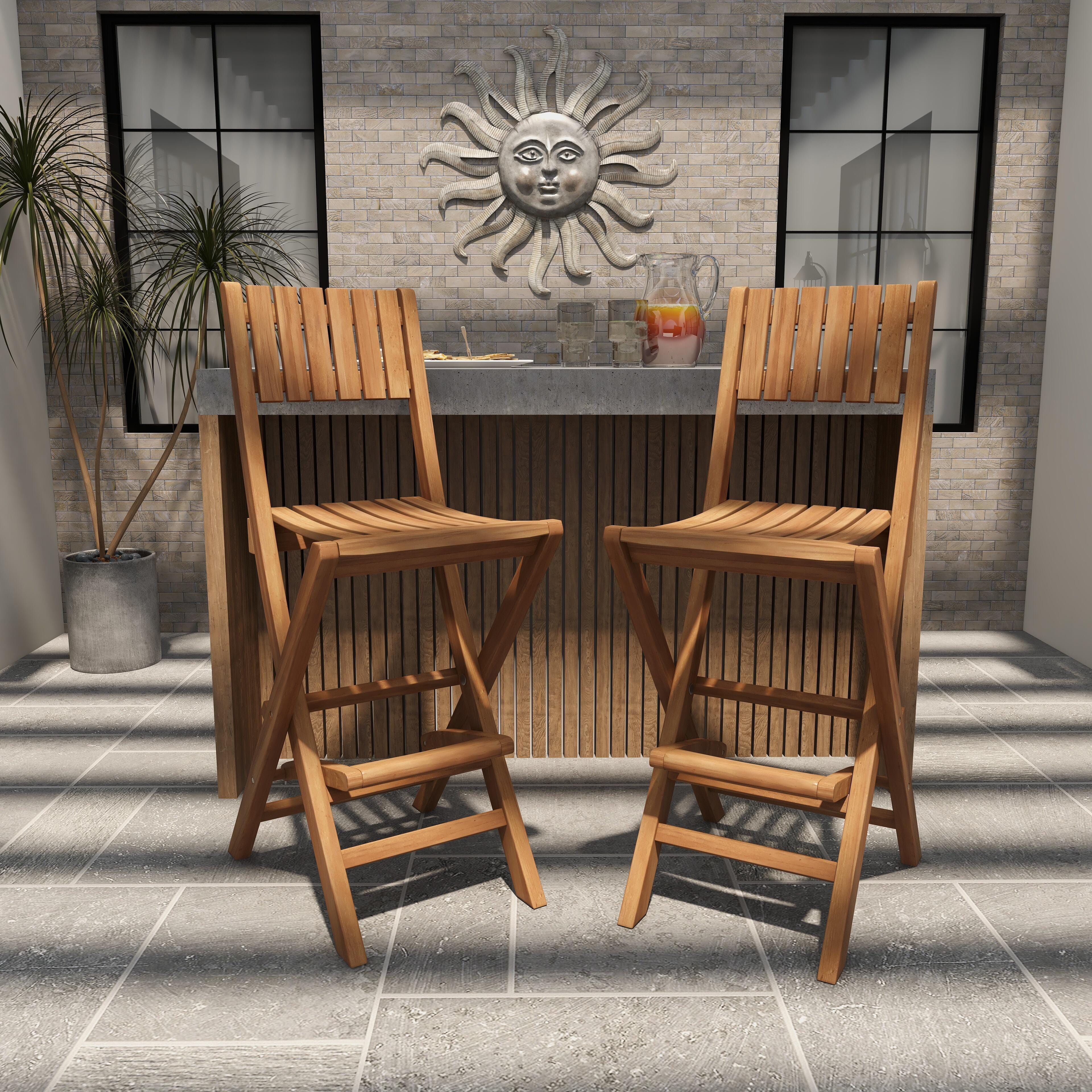 Bayberry Lane Slatted Indoor/Outdoor Bar Stool (Set of 2), , large