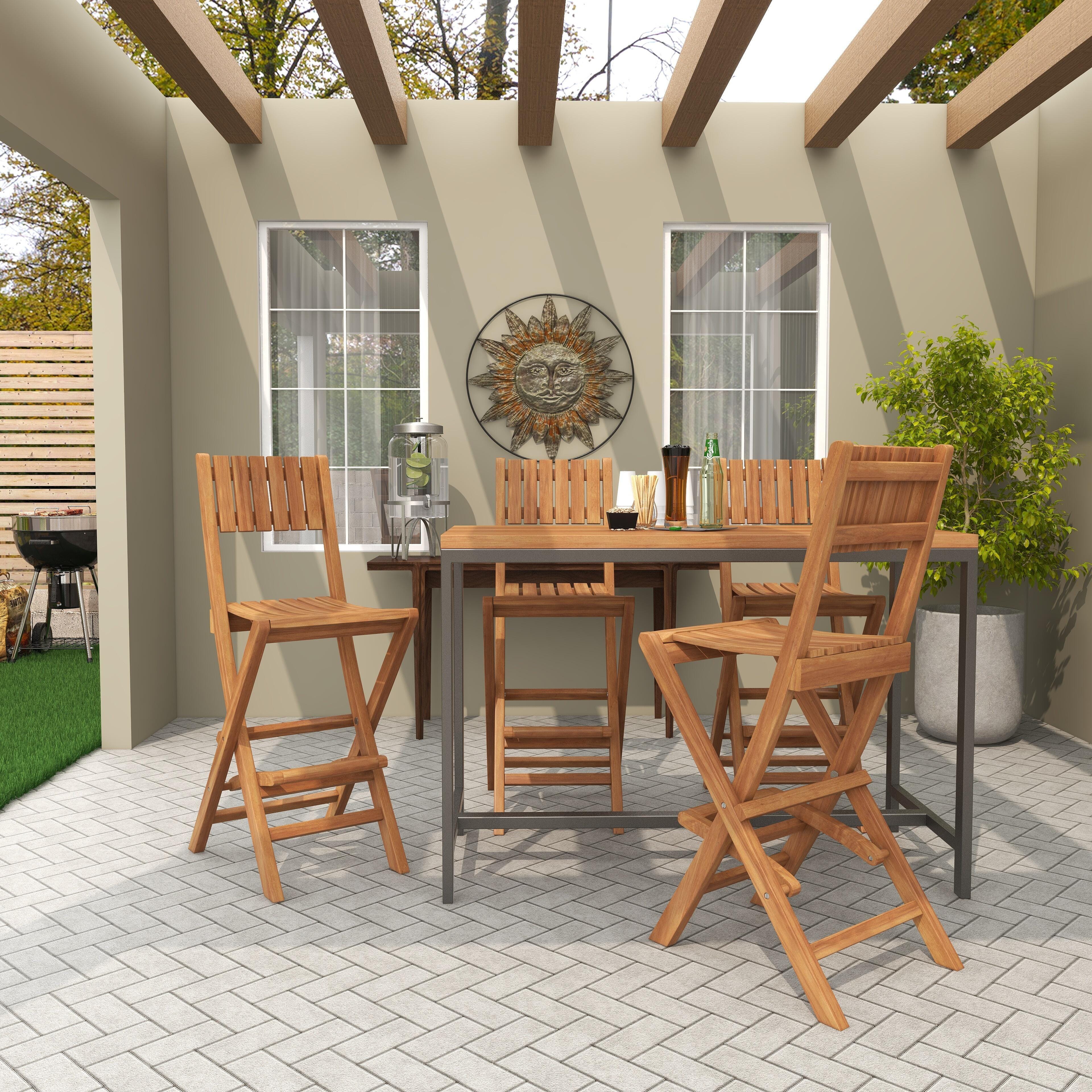 Bayberry Lane Slatted Indoor/Outdoor Bar Stool (Set of 2), , large