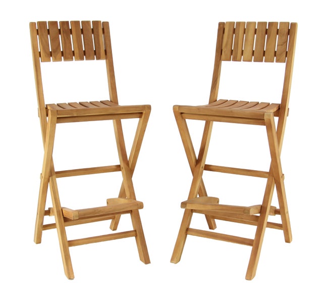 Bayberry Lane Slatted Indoor/Outdoor Bar Stool (Set of 2)