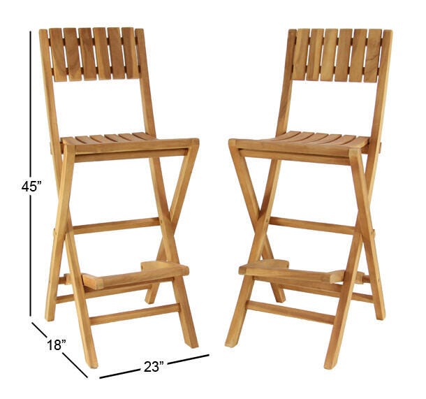 Bayberry Lane Slatted Indoor/Outdoor Bar Stool (Set of 2), , large