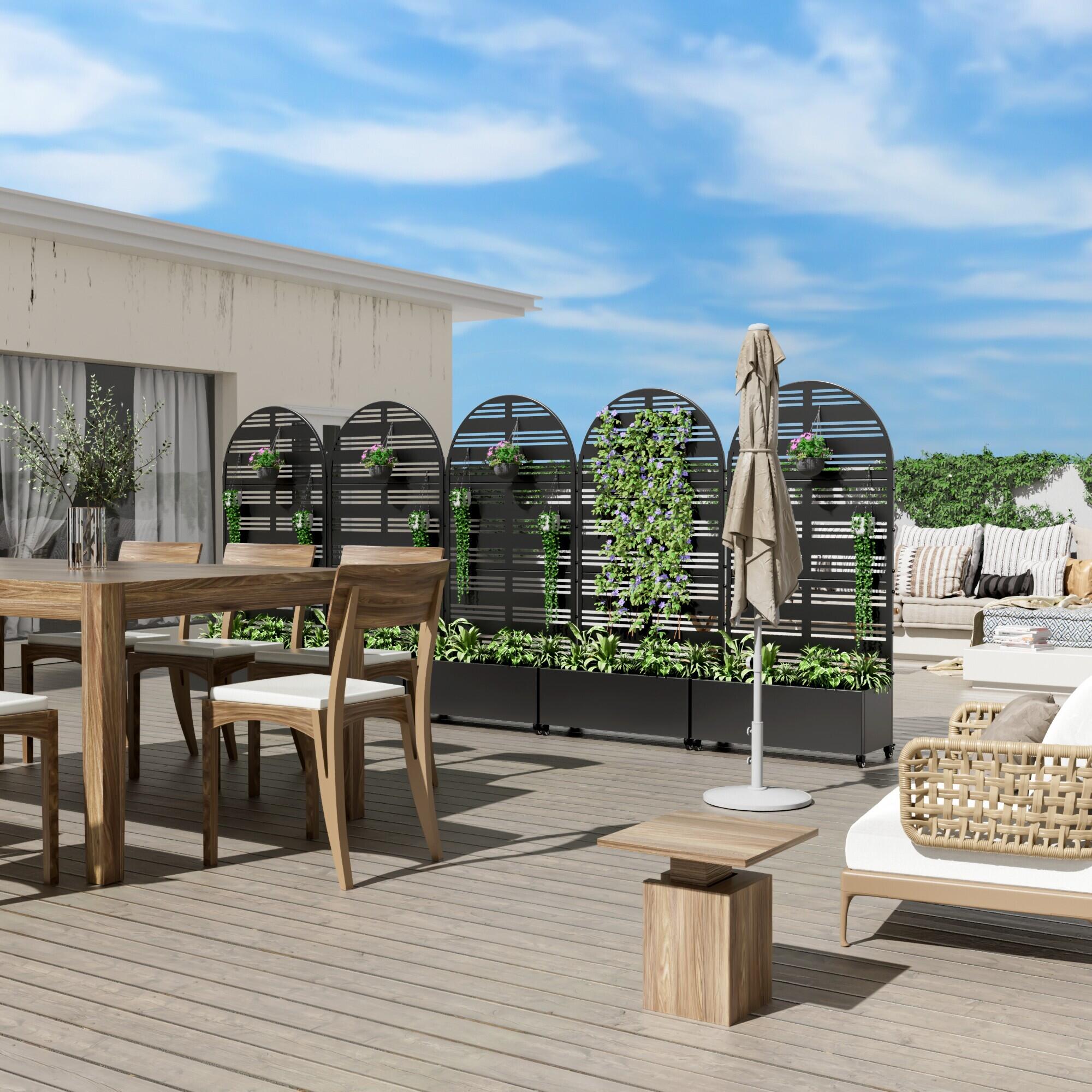Dovelina Tranquilbreeze Arched Outdoor Trellis With Planter Box, , large
