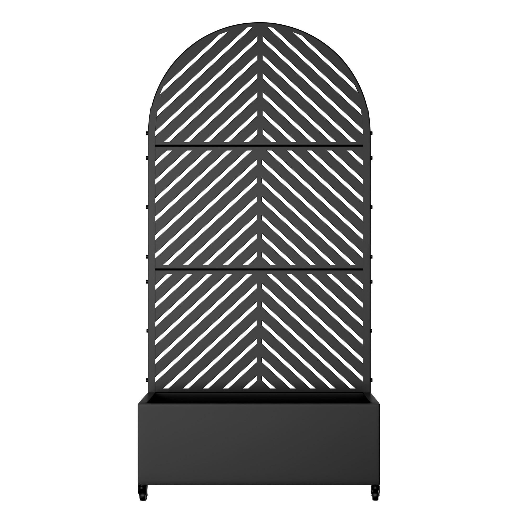 Dovelina Tranquilbreeze Arched Outdoor Trellis With Planter Box In Parallel Line Pattern, , large