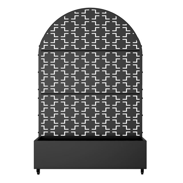 Dovelina Tranquilbreeze Arched Outdoor Trellis With Planter Box In Squares Pattern