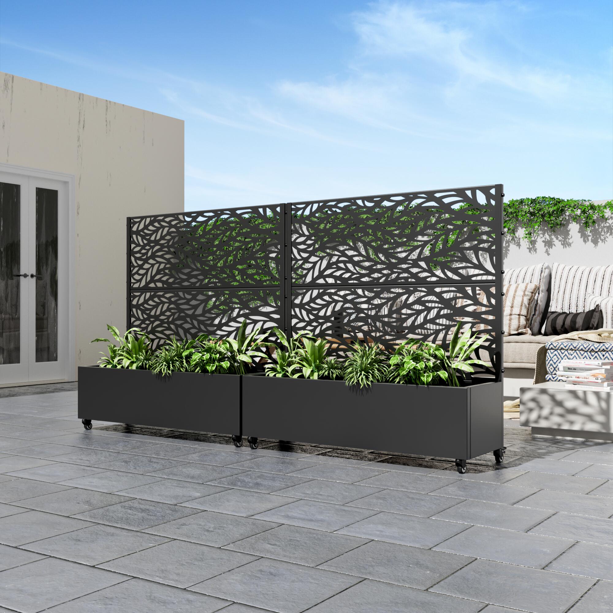 Dovelina Tranquilbreeze Outdoor Trellis With Planter Box In Leaf Pattern, , large