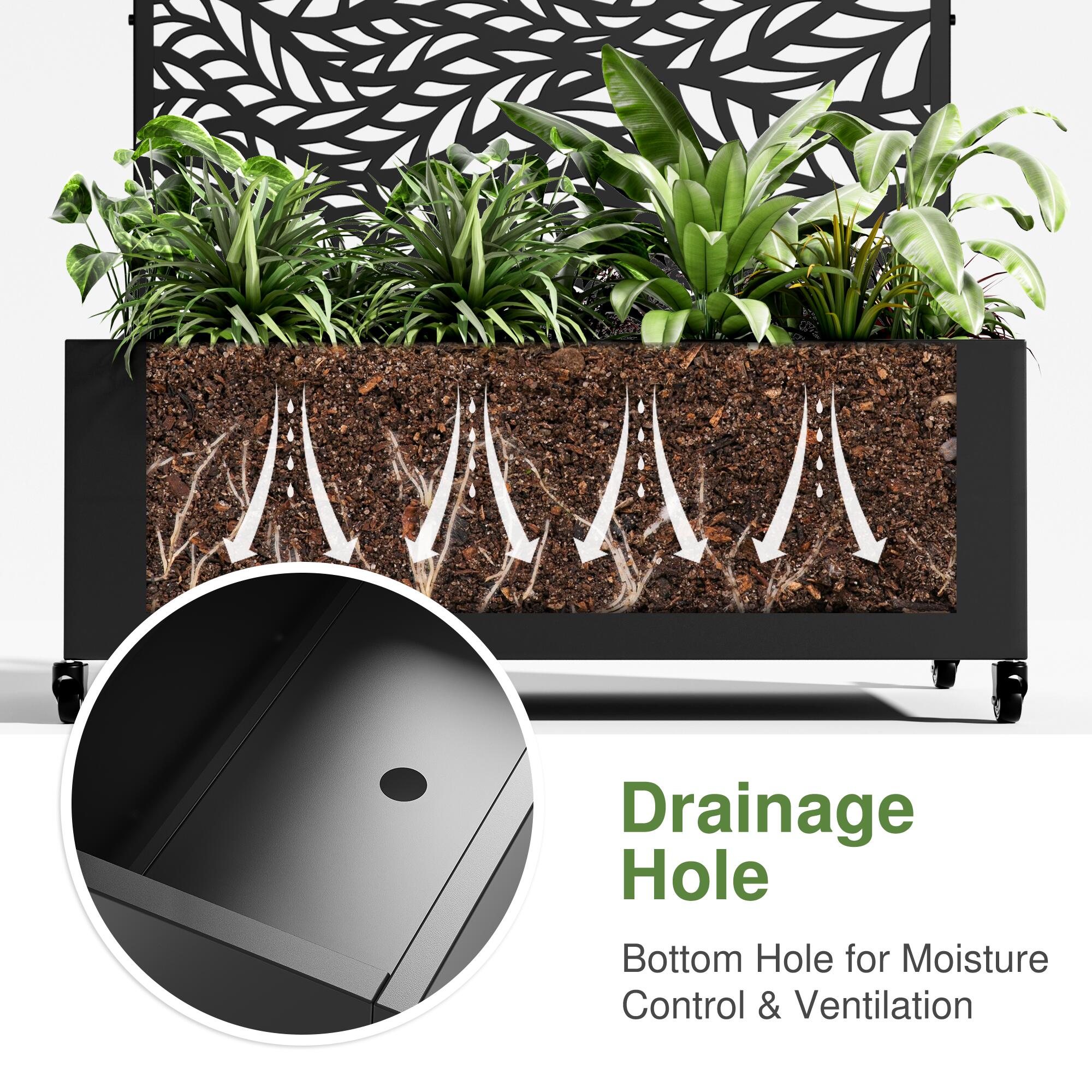 Dovelina Tranquilbreeze Outdoor Trellis With Planter Box In Leaf Pattern, , large
